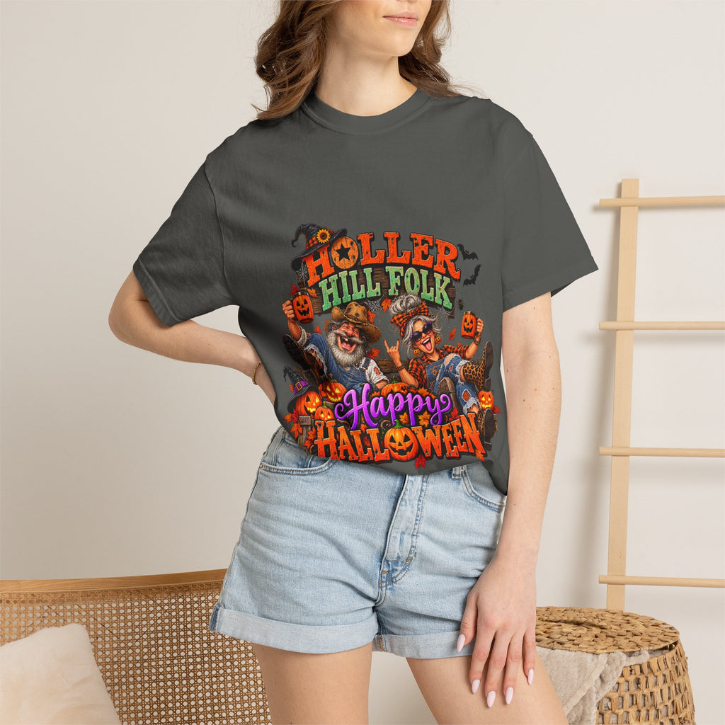 Halloween Holler Hill Folk T-Shirt — "Happy Halloween" Vintage Horror Design