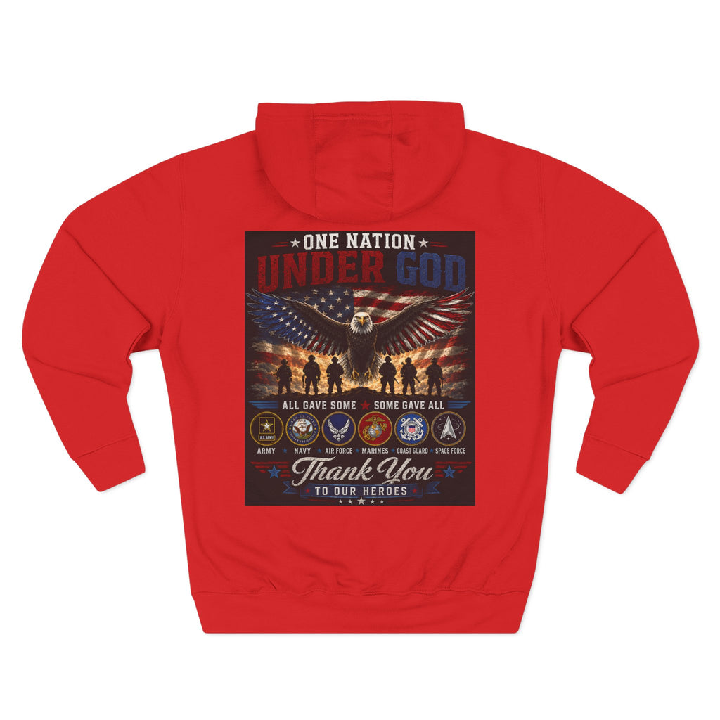 Military Tribute Hoodie — "One Nation Under God" Patriotic Fleece