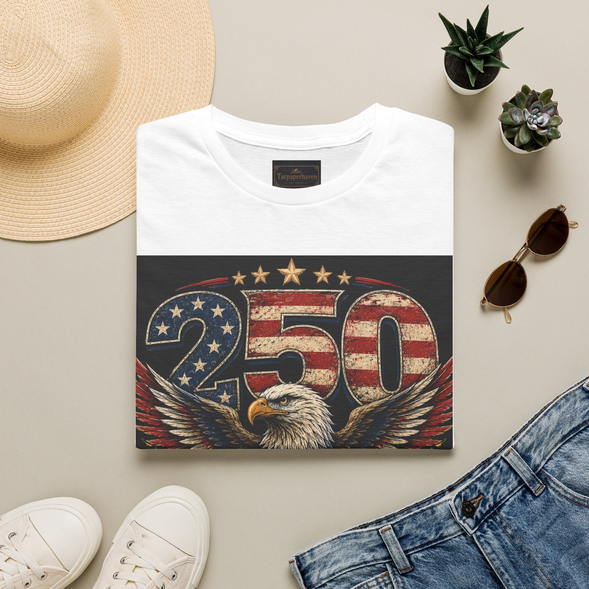 Patriotic 250 Years Freedom T-Shirt — American Flag Eagle Anniversary Tee