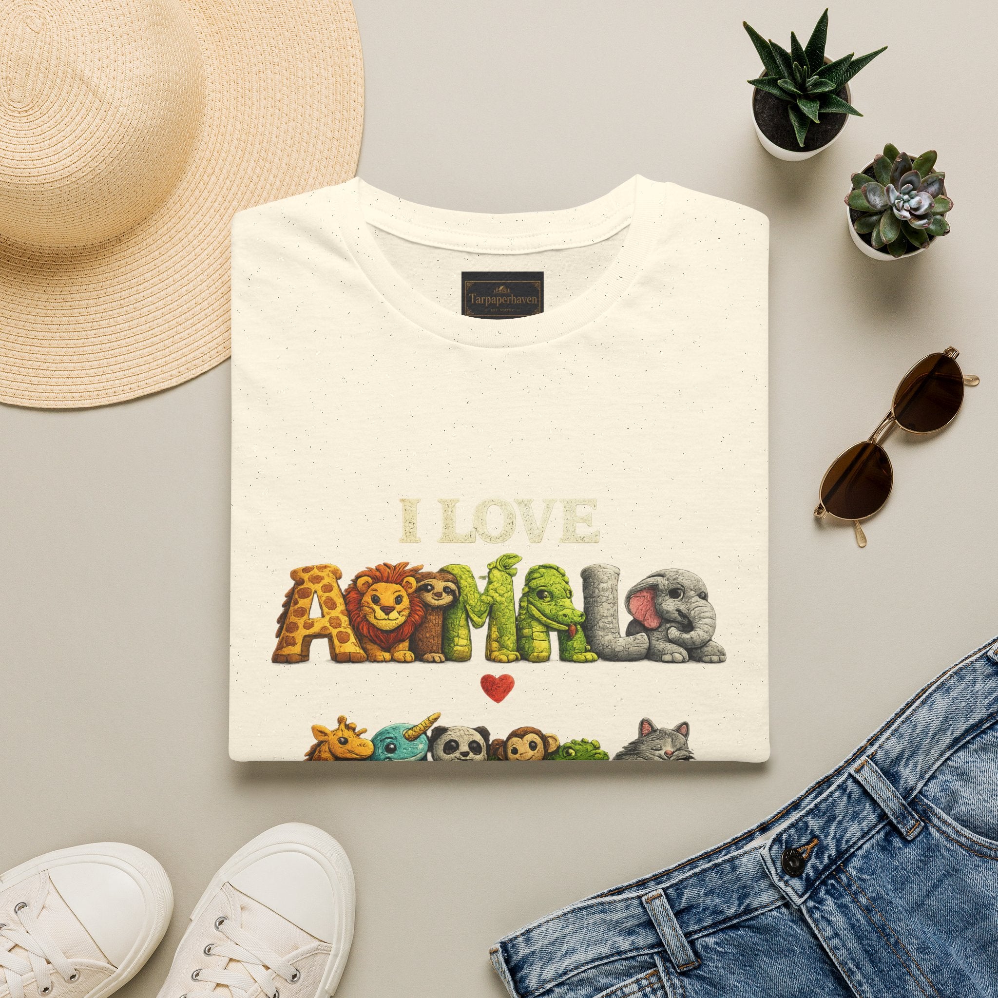 "I Love Animals" Cute Wildlife Graphic Tee