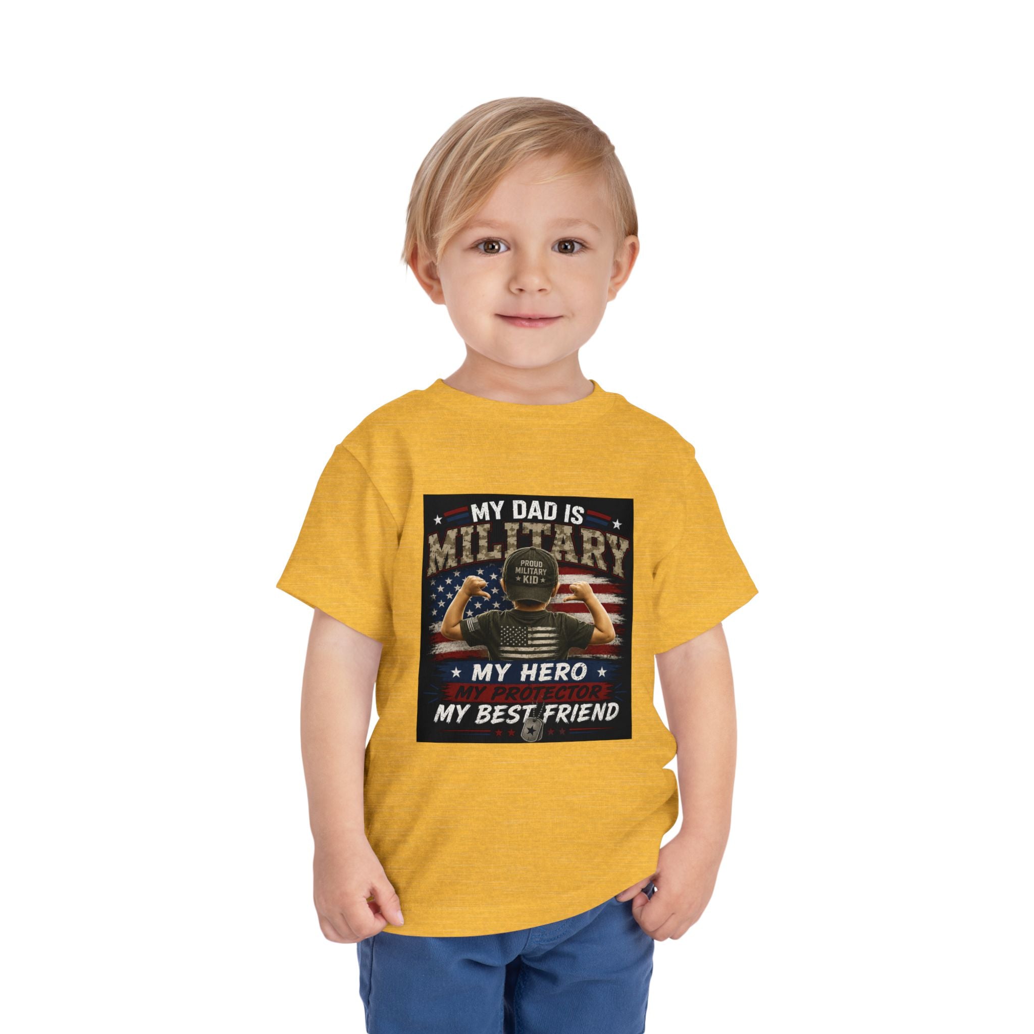 Toddler Tee - "My Dad is Military" Patriotic Hero Baby Shirt