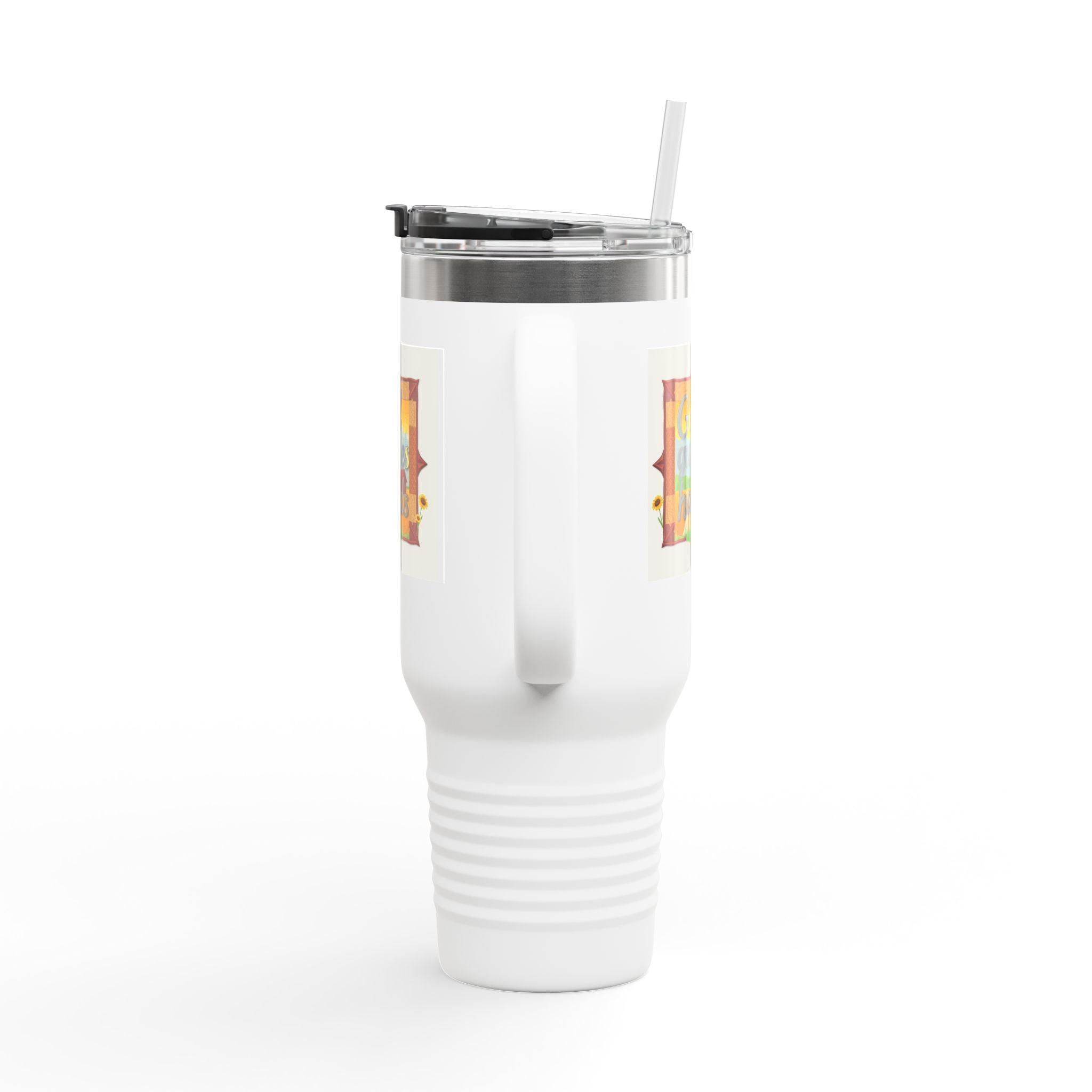 40oz Insulated Travel Mug — "God Guides My Hands" Inspirational Tumbler