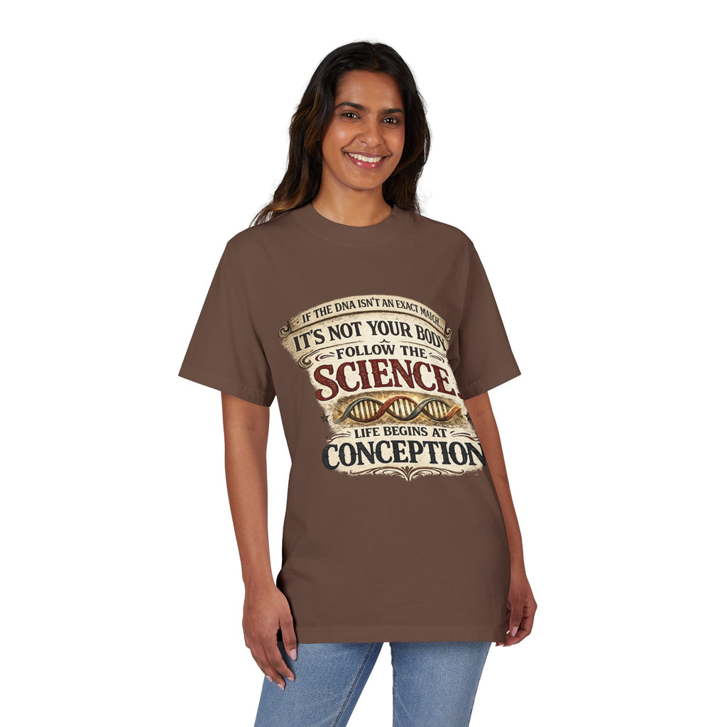 Pro-Life Science T-Shirt — "Follow the Science: Life Begins at Conception"