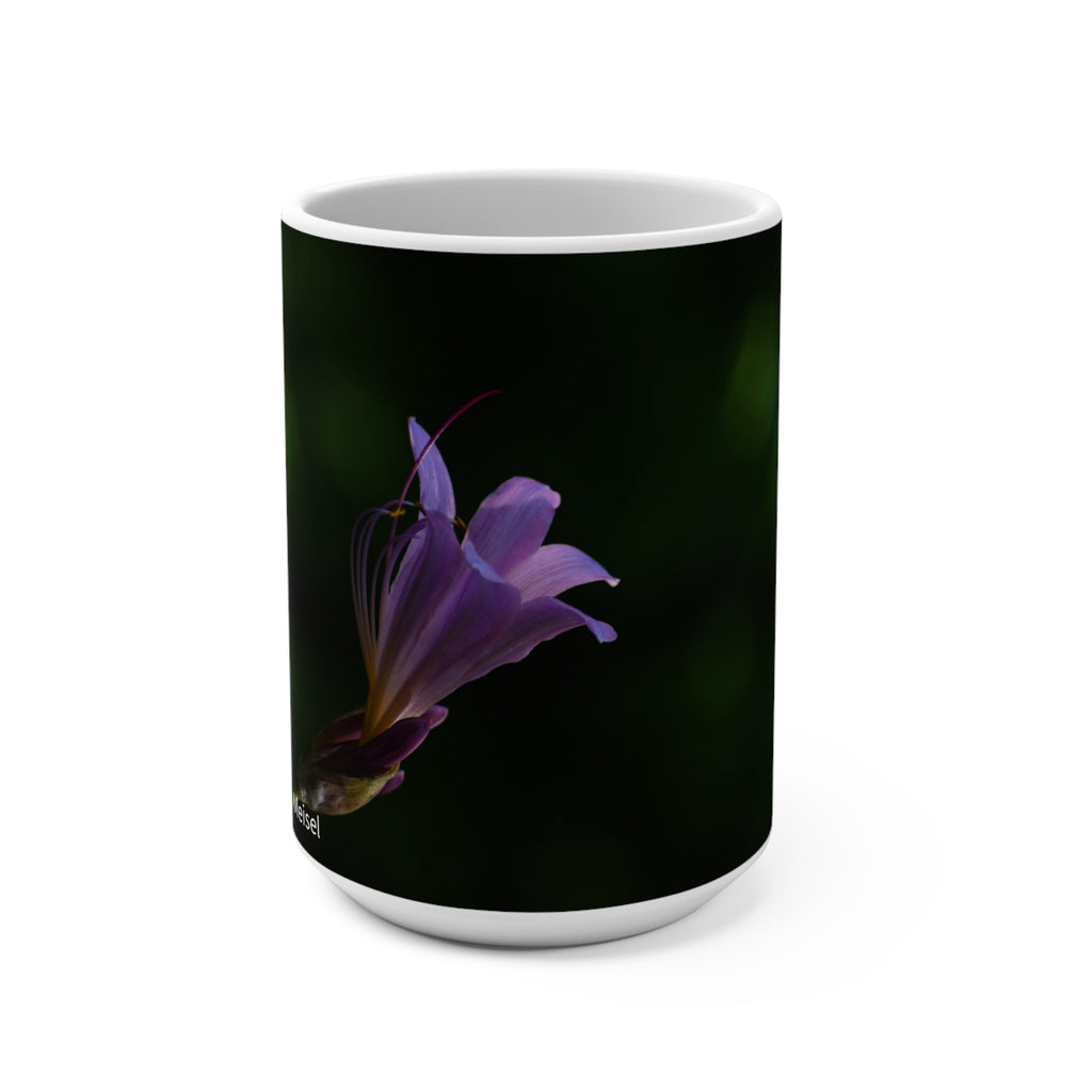 Purple Flower Photo Mug – 15oz Floral Coffee Cup