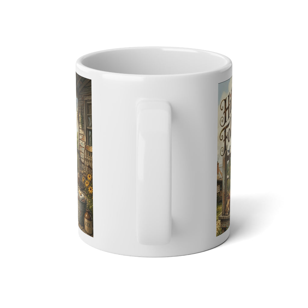Jumbo Mug — 'Hill Folk' Country Porch butter churn  Scene 20oz Ceramic Coffee Cup