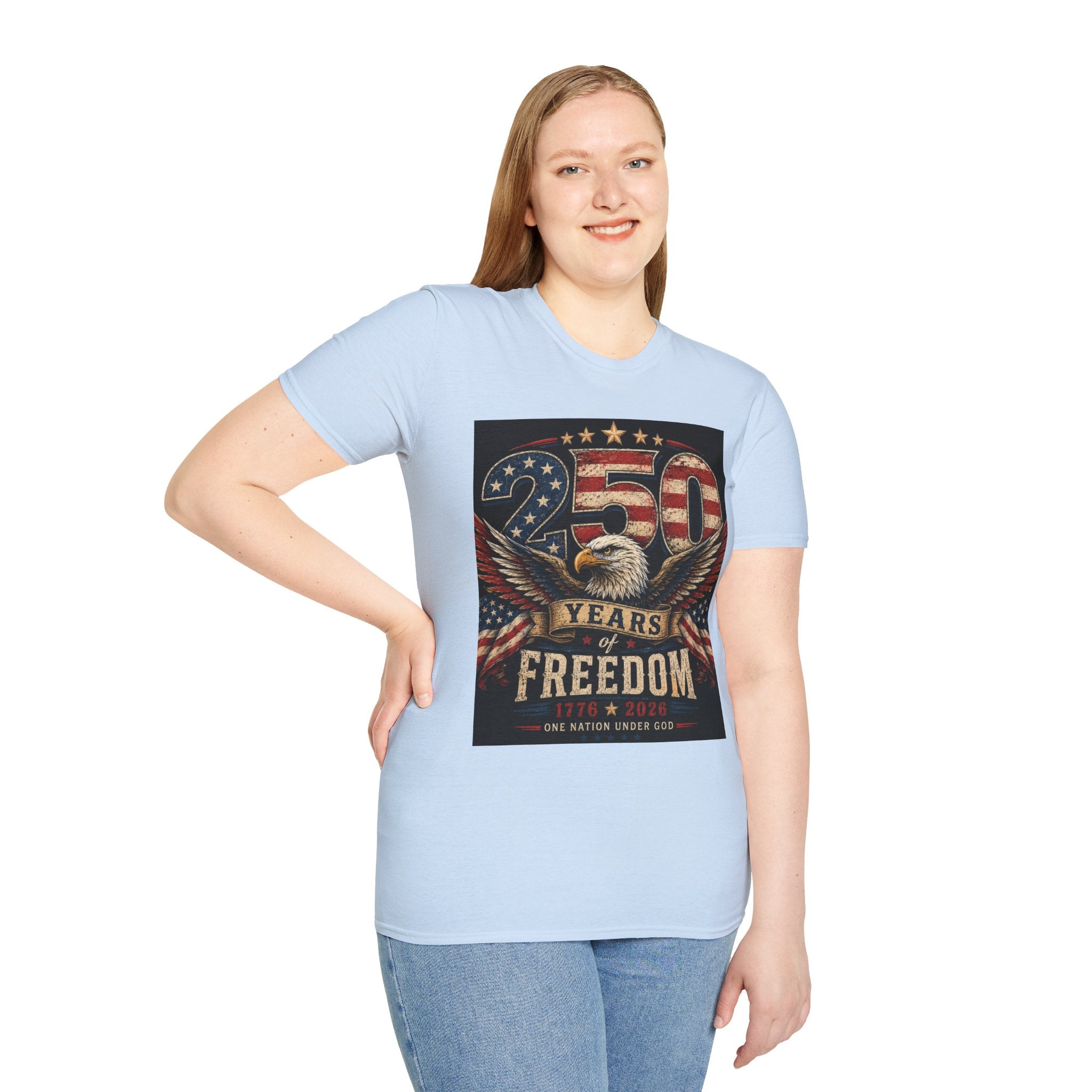 Patriotic 250 Years Freedom T-Shirt — American Flag Eagle Anniversary Tee