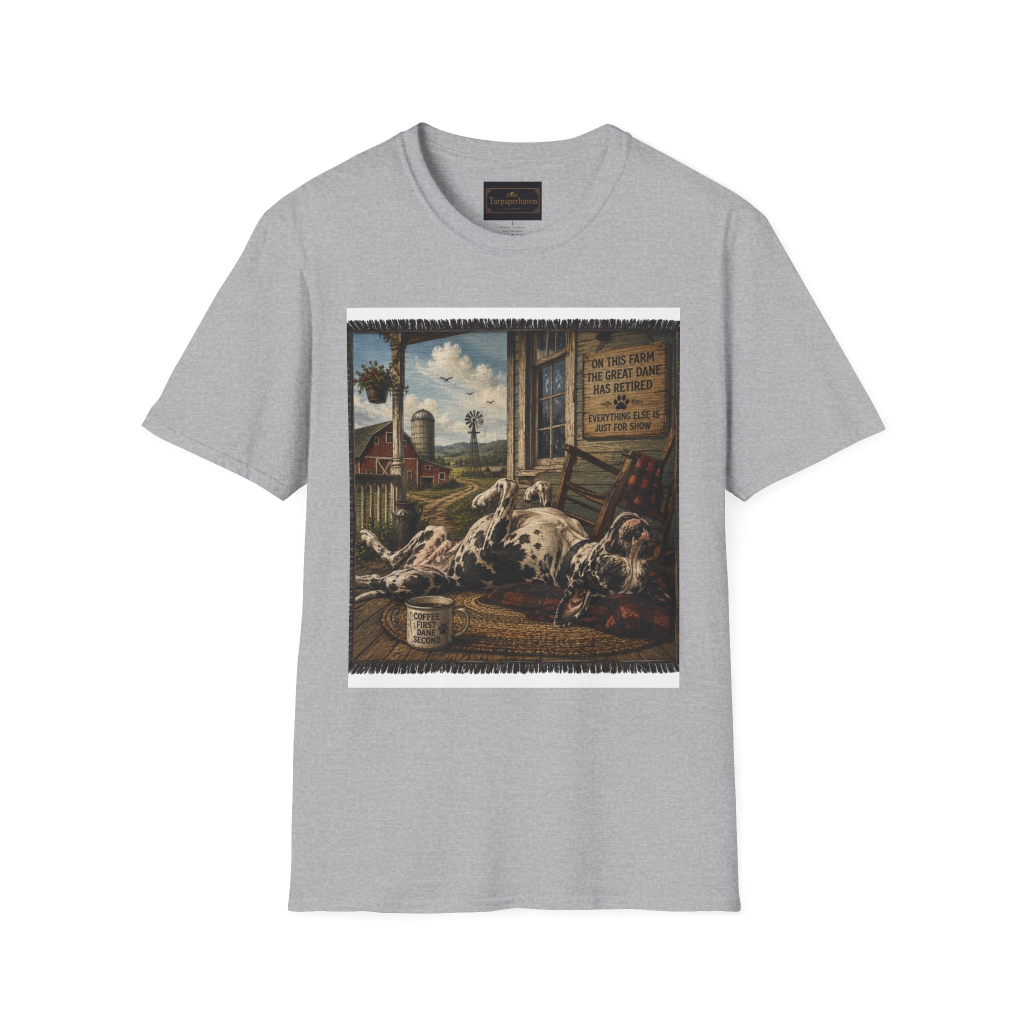 Great Dane Sleeping   Farmhouse Art T‑Shirt