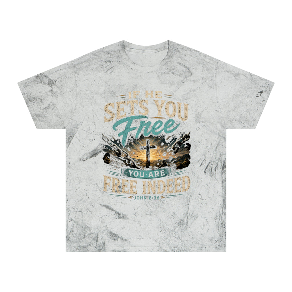 Christian Freedom Tee — "If He Sets You Free" Scripture T-Shirt