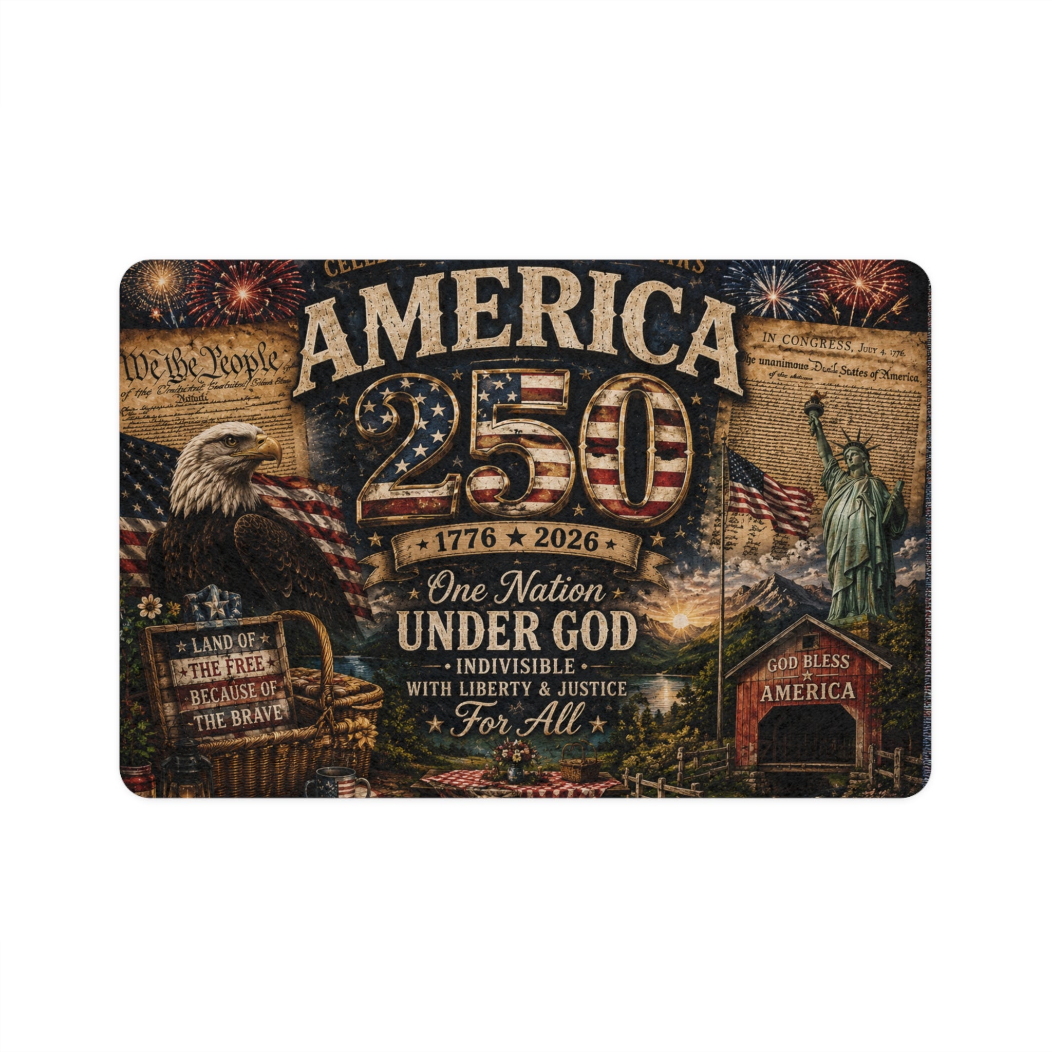 America 250 Patriotic Pet Food Mat (12x18)