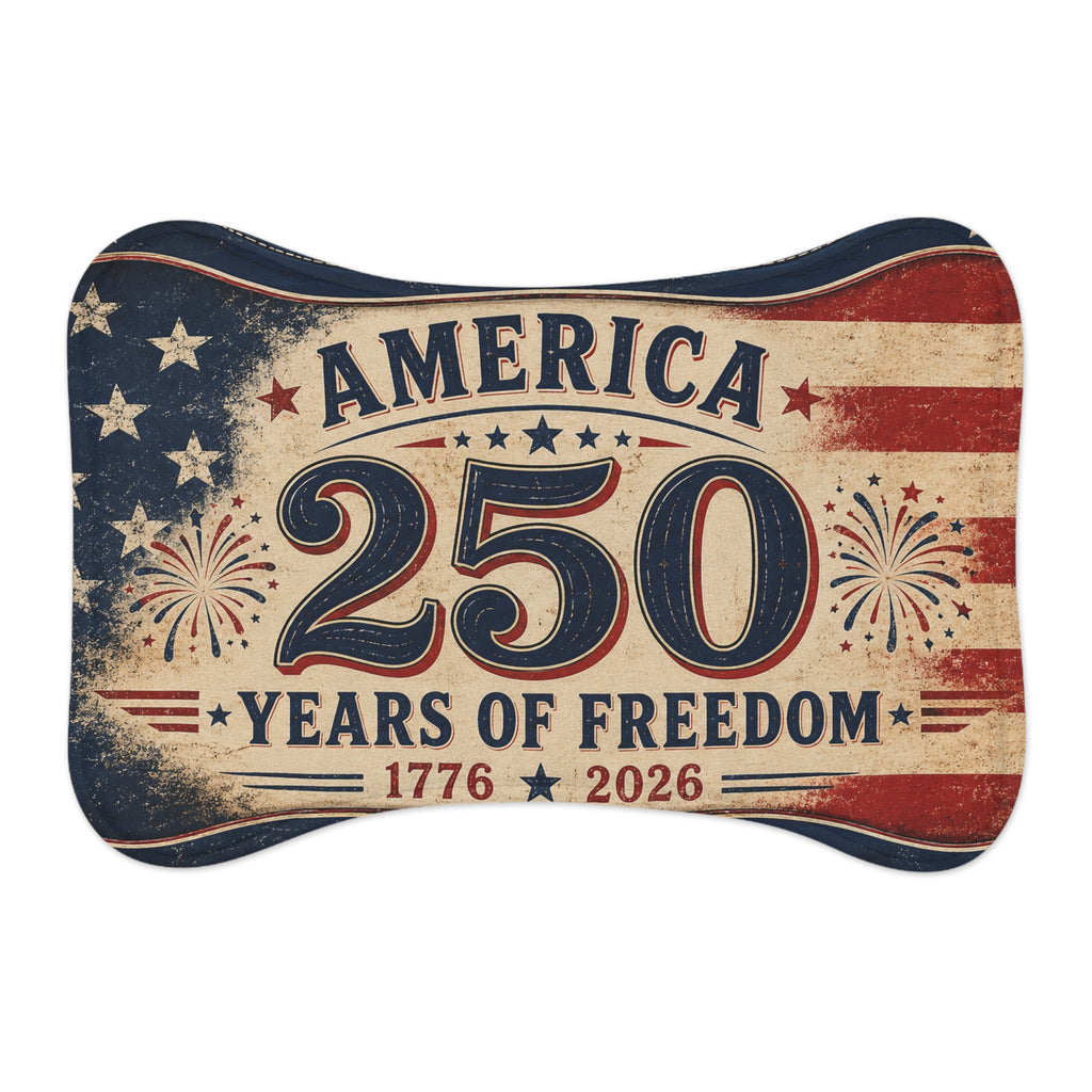 America 250 Years of Freedom 1776–2026 Patriotic Dog/Cat Bowl feeding Mat
