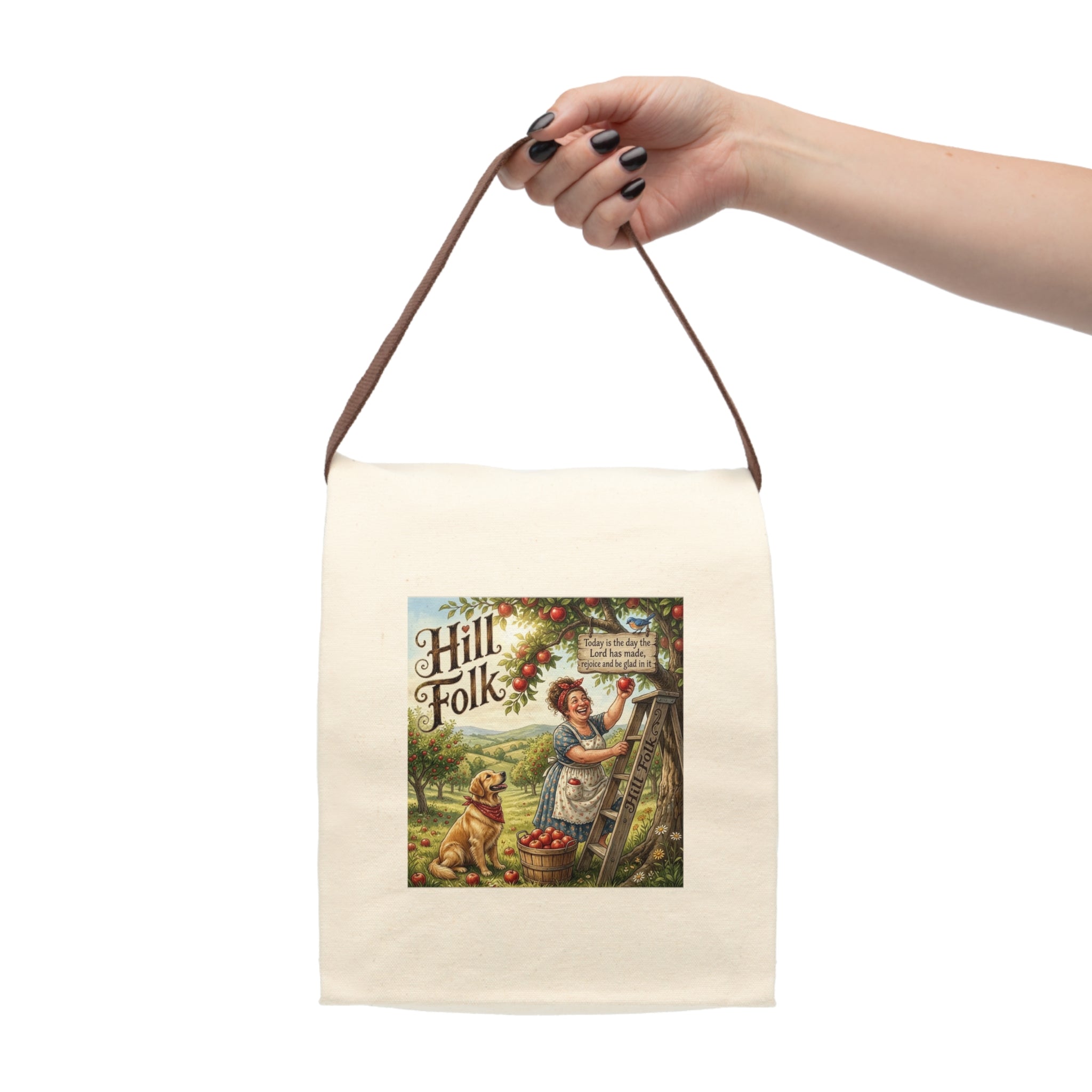 Canvas Lunch Bag — Vintage 'Hill Folk' Orchard Design
