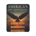 America's 250th Anniversary Sherpa Blanket — Patriotic Bald Eagle Fleece with 'In God We Trust' Text
