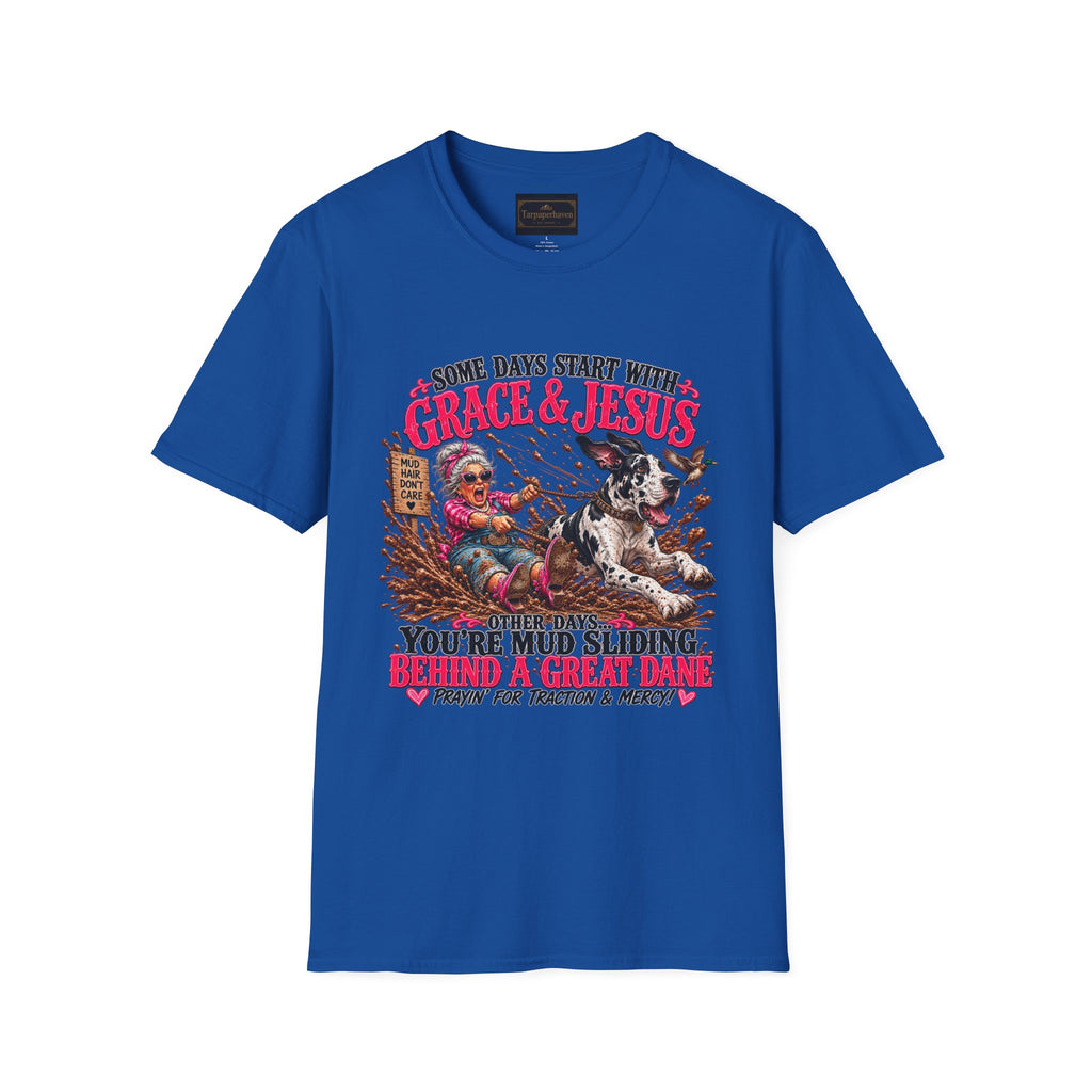 Great Dane Christian Mud Slide  Funny Graphic Tee