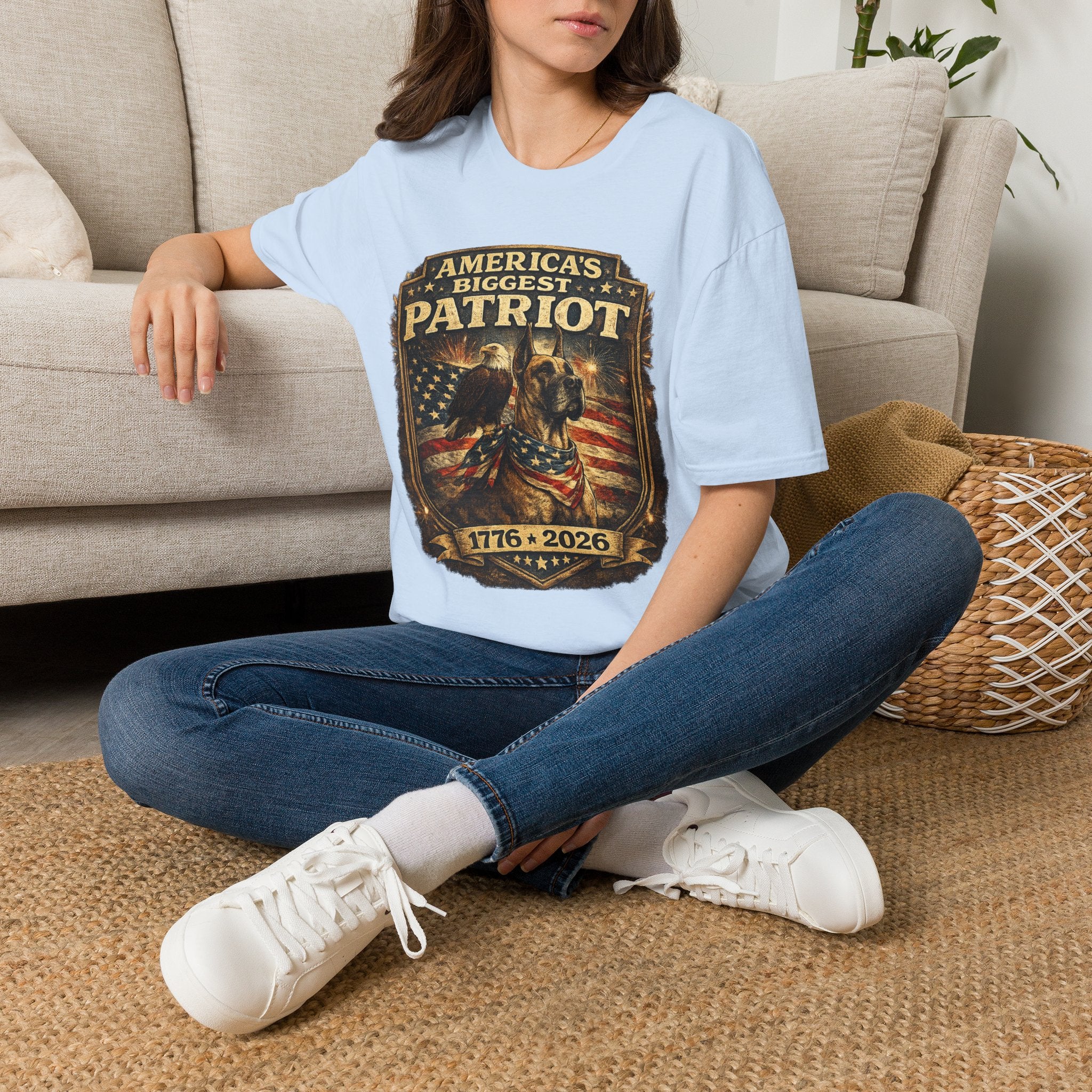 Patriot T-Shirt — Great Dane 1776–2026 Vintage Eagle Flag Tee