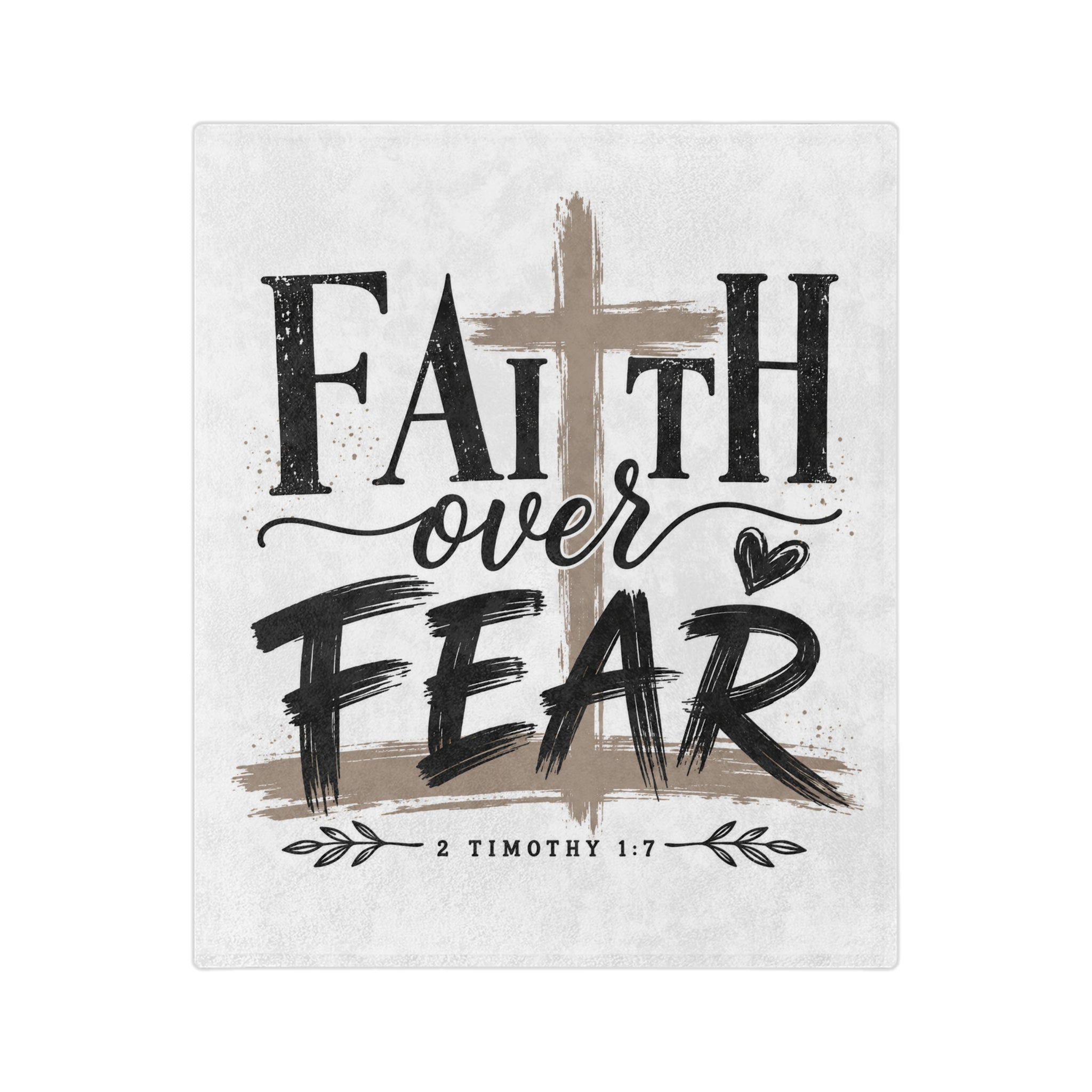 Faith Over Fear Velveteen Blanket — Christian Inspirational Throw (2 Timothy 1:7)