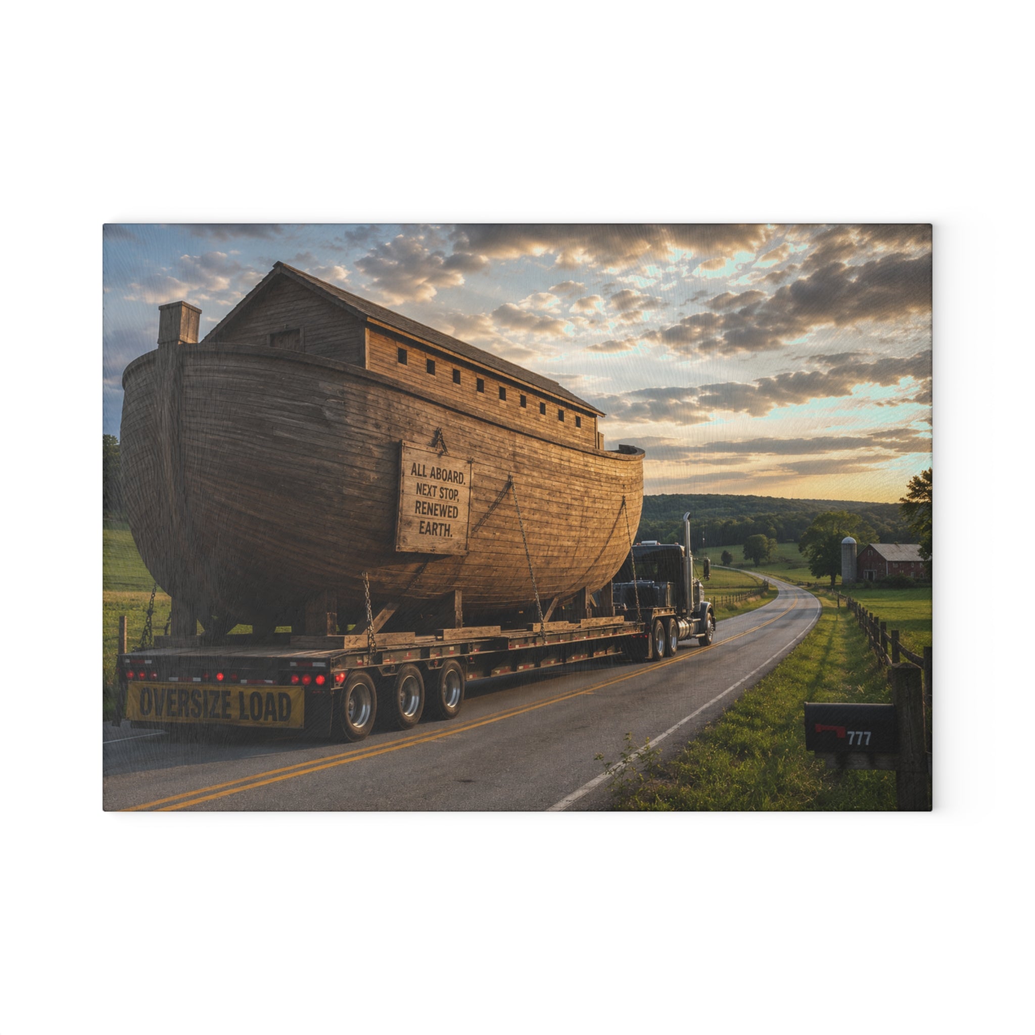 Scenic Ark Transport Kitchen Glass Cutting Board
