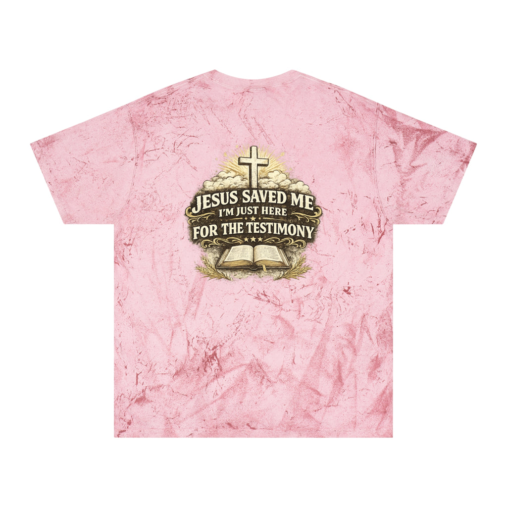 Christian Tie-Dye T-Shirt — "Jesus Saved Me, I'm Just Here for the Testimony"