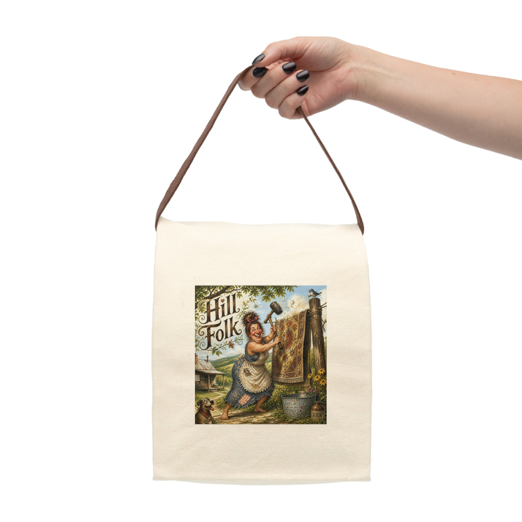 Canvas Lunch Bag — Vintage 'Hill Folk' Country Kitchen Print