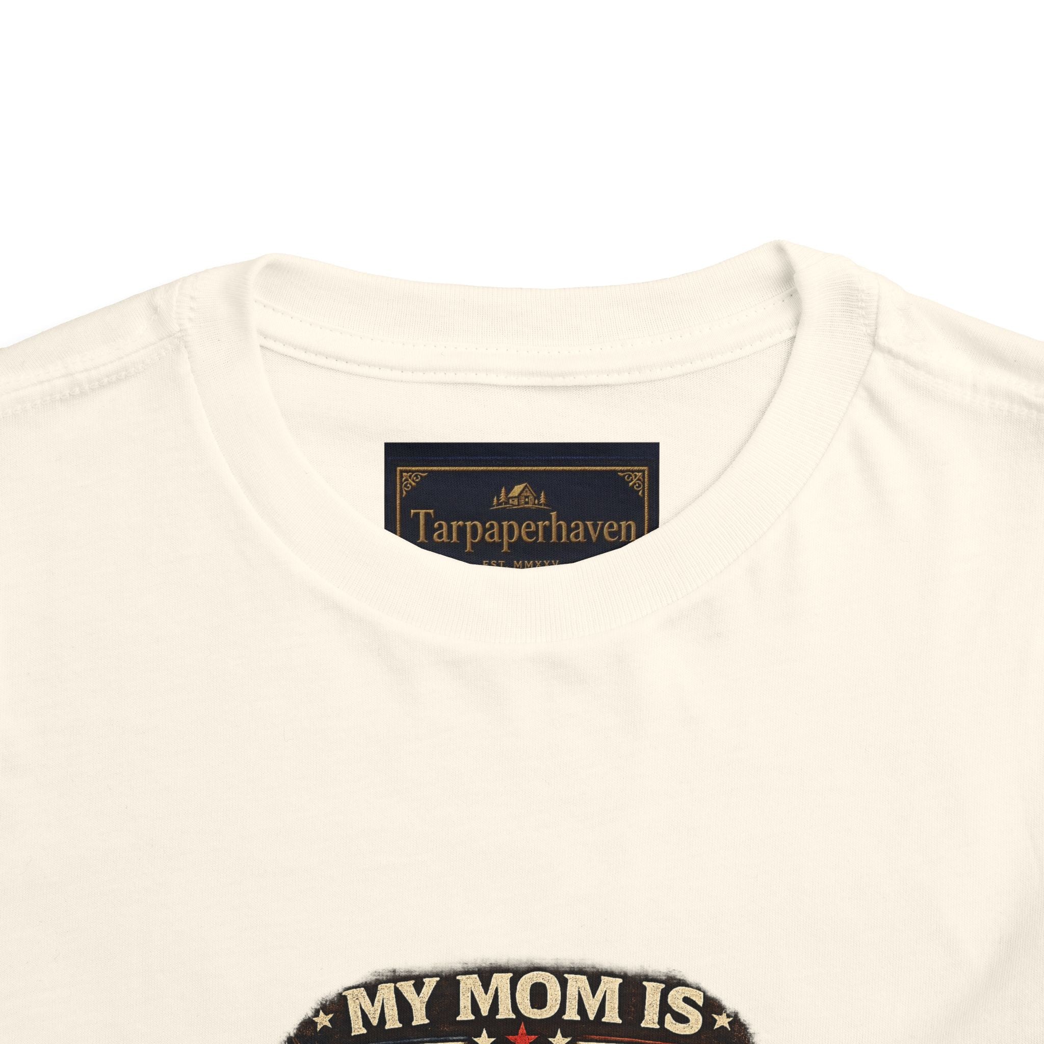 Toddler Tee "My Mom is Military - Strong Beautiful Hero" | Patriotic Kids Shirt