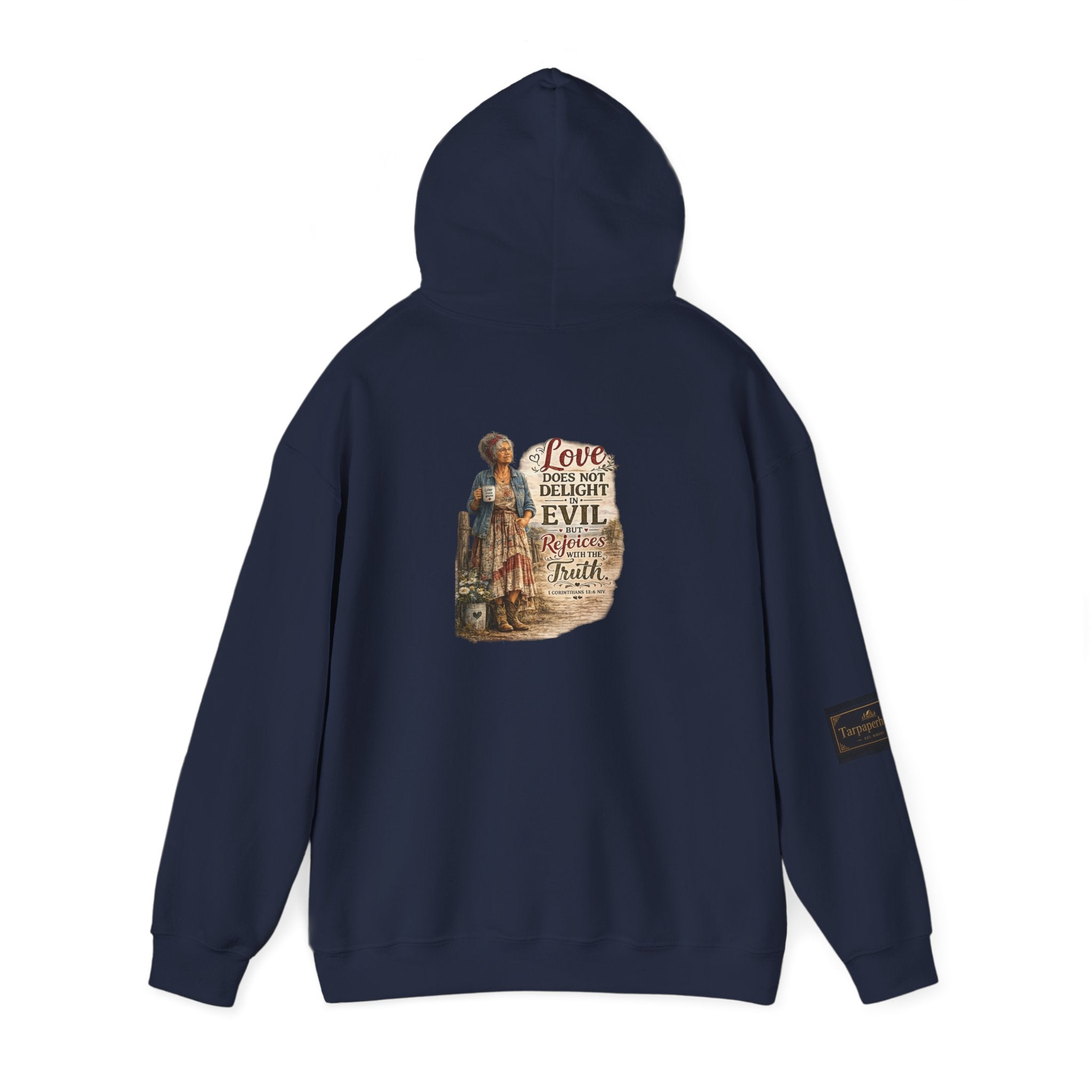 Christian Faith Hoodie - "Love Does Not Delight in Evil" Scripture Sweatshirt