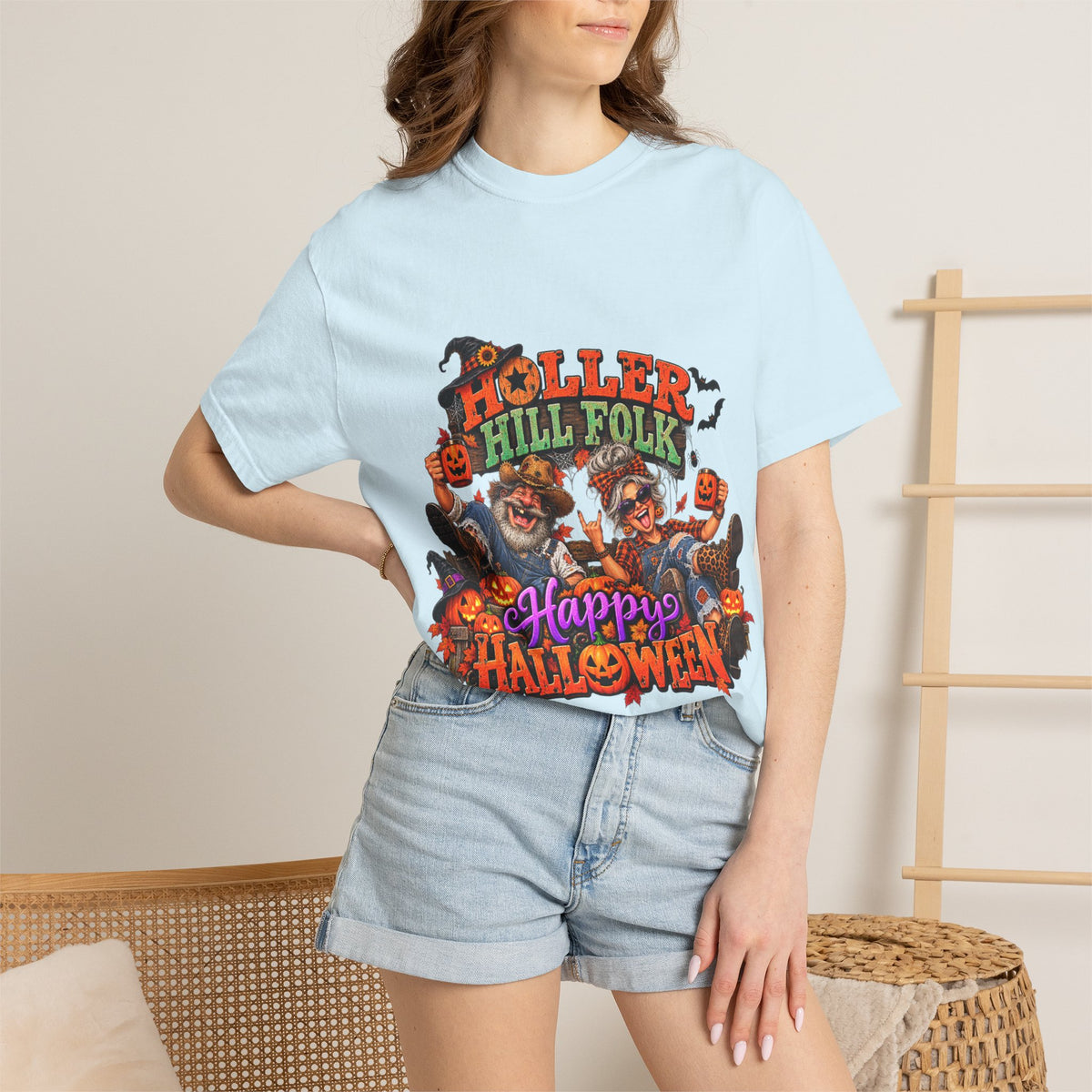 Halloween Holler Hill Folk T-Shirt — "Happy Halloween" Vintage Horror Design
