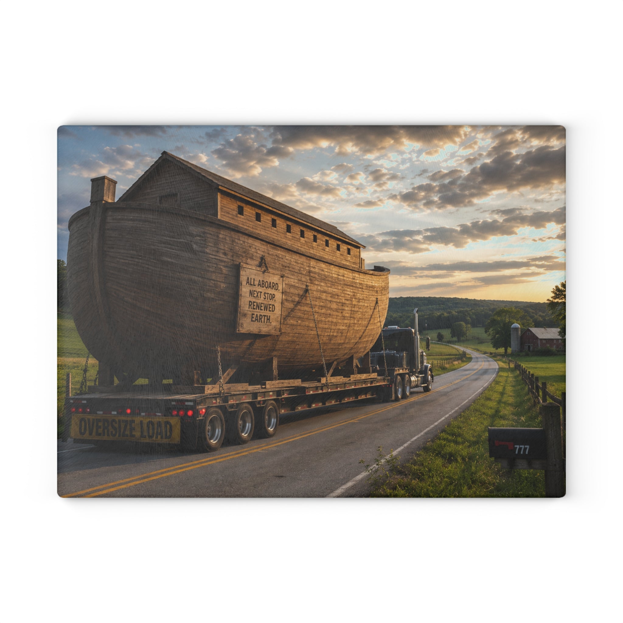 Scenic Ark Transport Kitchen Glass Cutting Board