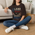 Land of the Free T‑Shirt — Vintage American Flag & Bald Eagle "Because of the Brave"