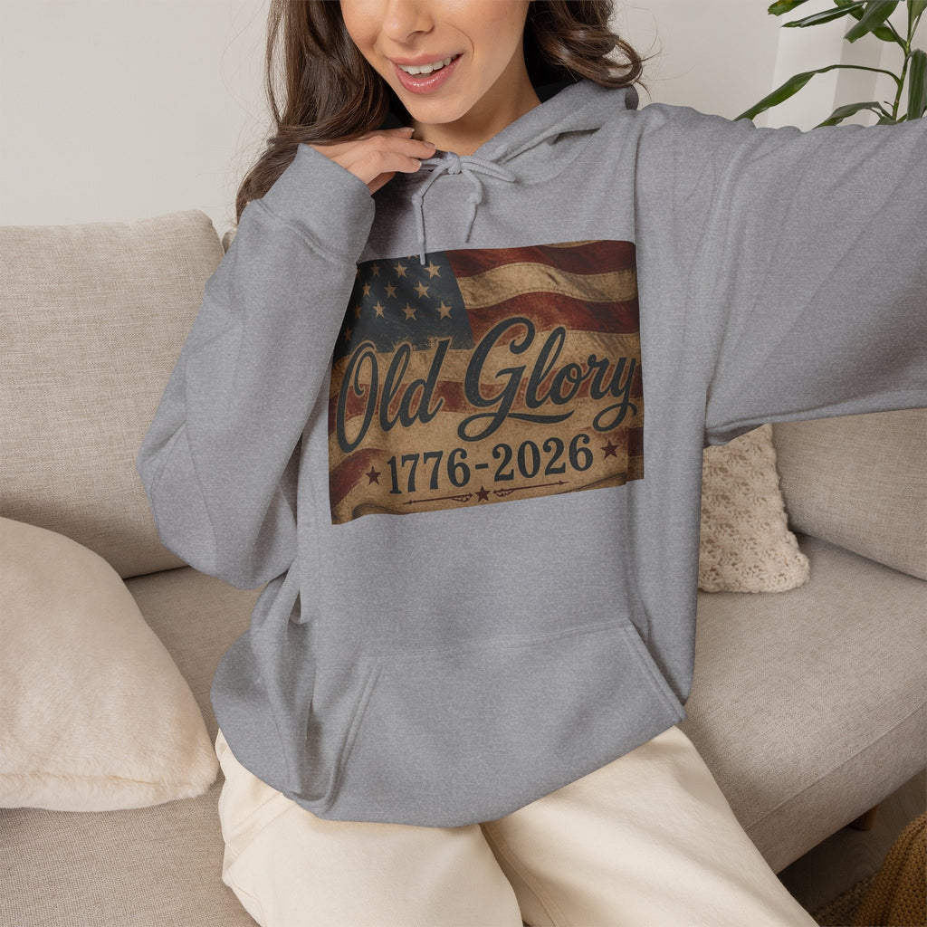 Patriotic Old Glory 1776-2026 Hoodie — American Flag Sweatshirt