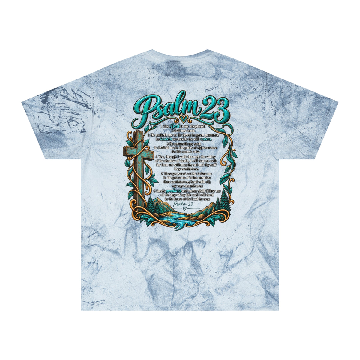 Psalm 23 Tie-Dye T-Shirt — Vintage Scripture Tee with Psalm 23 Verse