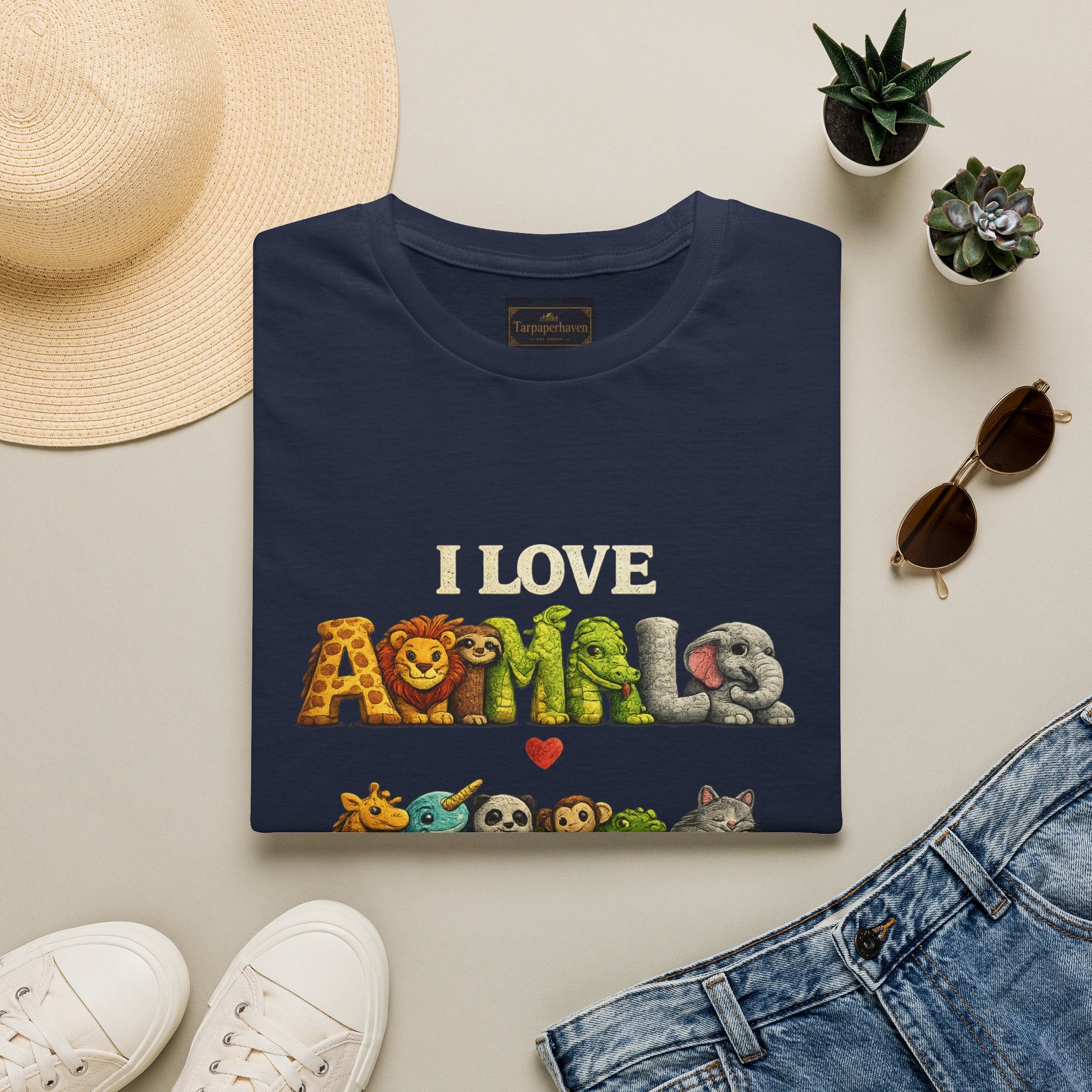 "I Love Animals" Cute Wildlife Graphic Tee