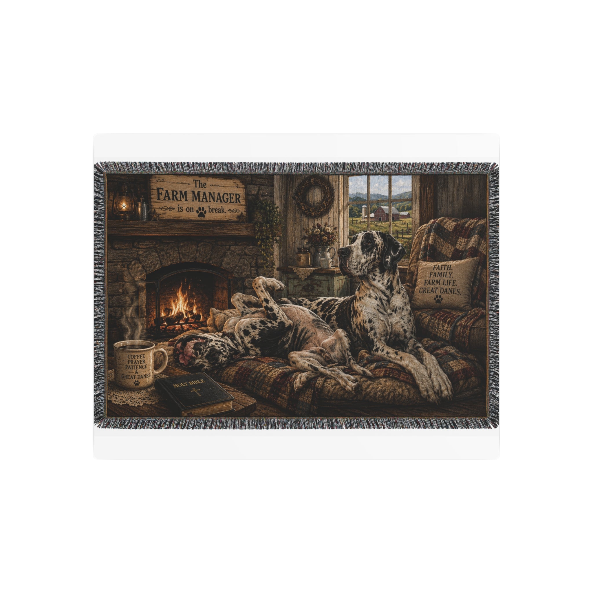 Metal Sign — Cozy Farmhouse Great Dane Scene