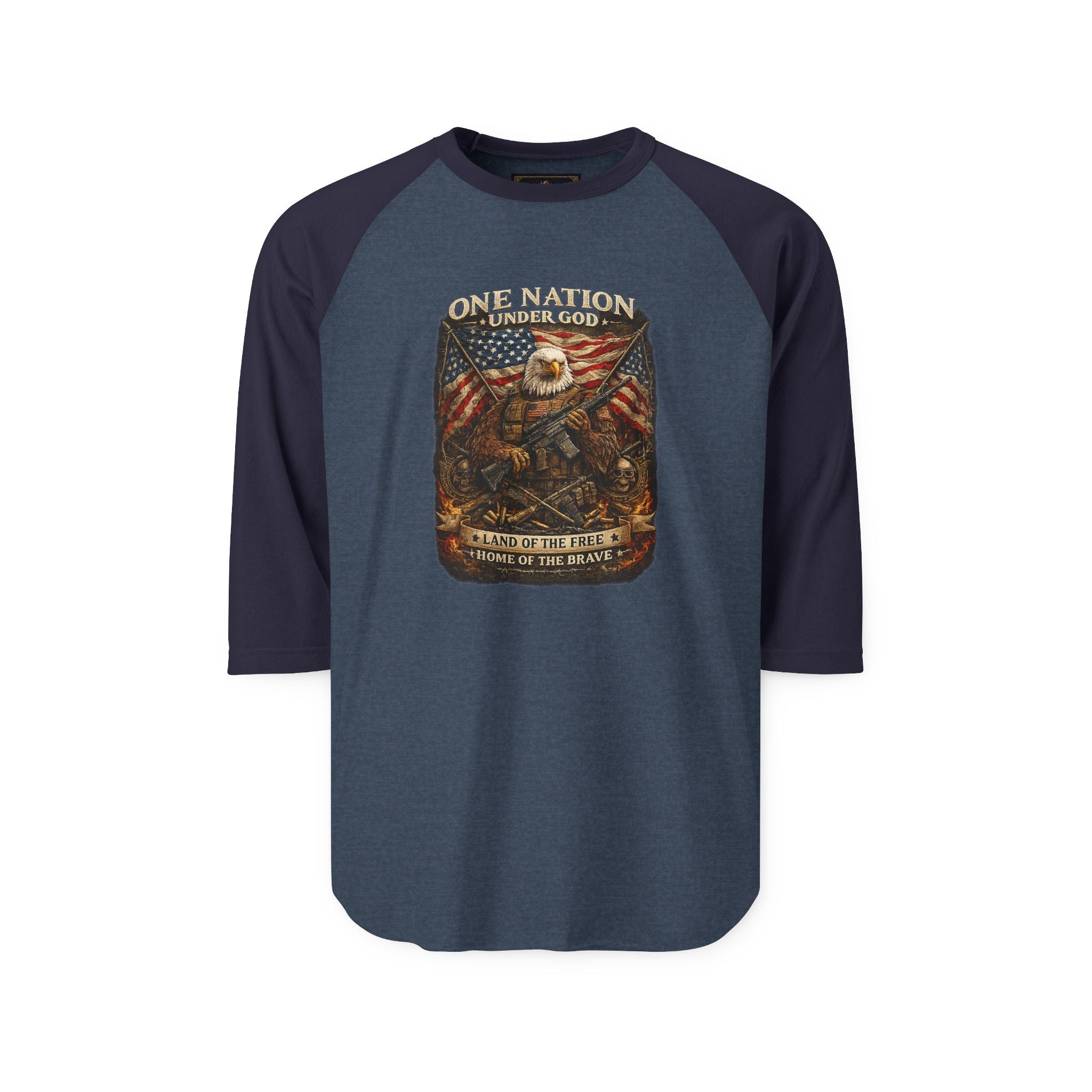 Patriotic Eagle Raglan Shirt — "One Nation Under God" Graphic