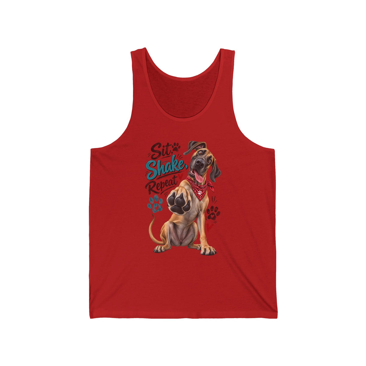 Dog Lover Tank Top Sit Stay Shake Repeat Graphic