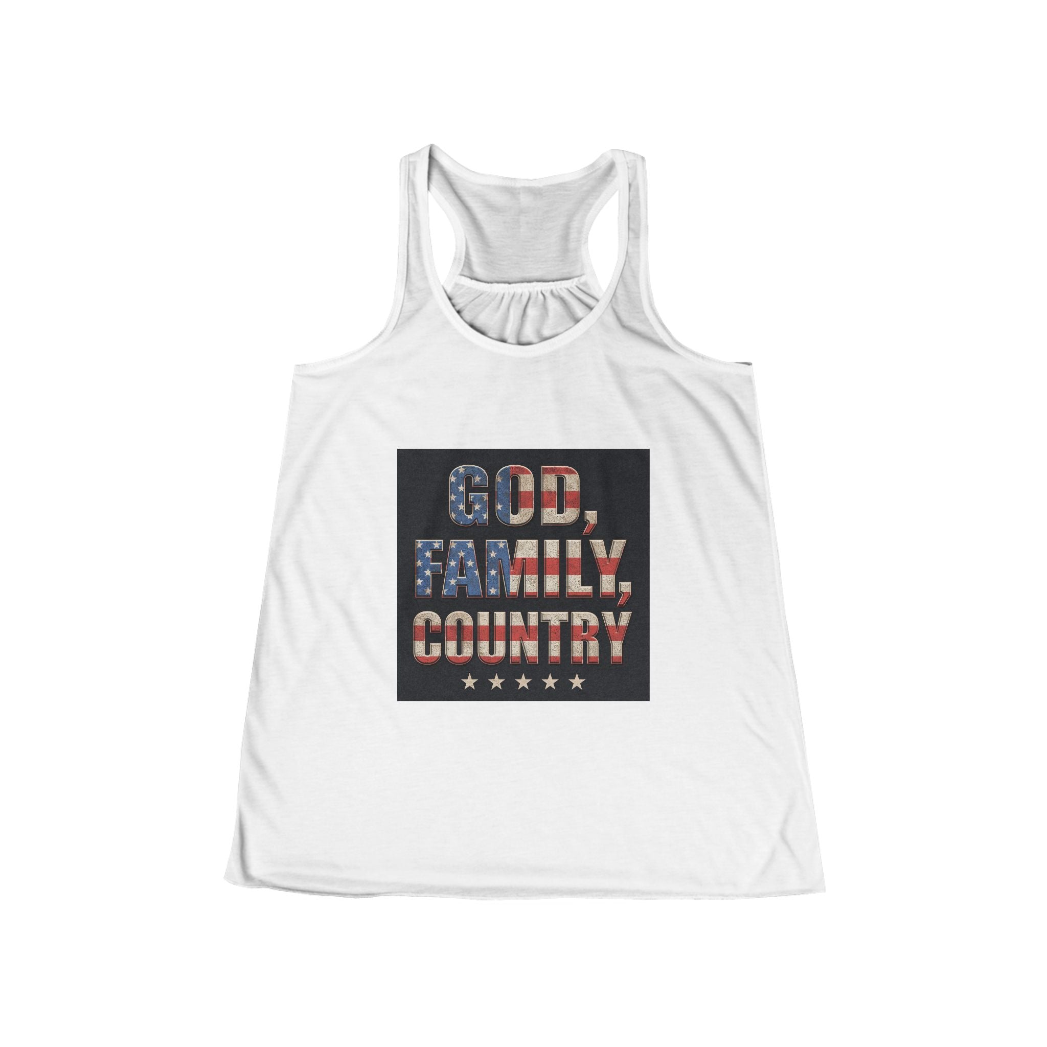 God Family Country Racerback Tank — Patriotic American Flag Women's Tank Top
