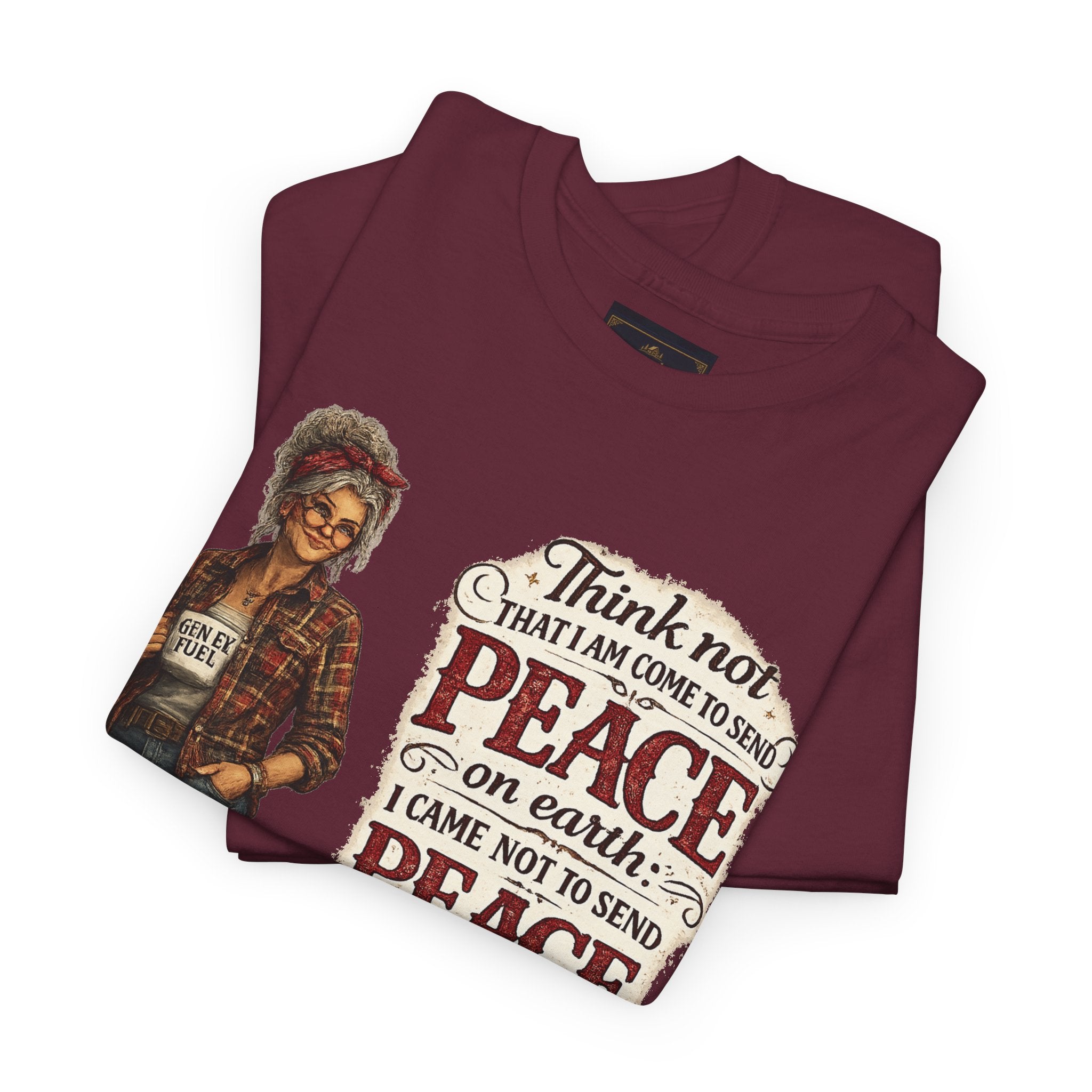 Christian Faith Tee — "I Come Not to Send Peace but a Sword" Matthew 10:34 Graphic Shirt