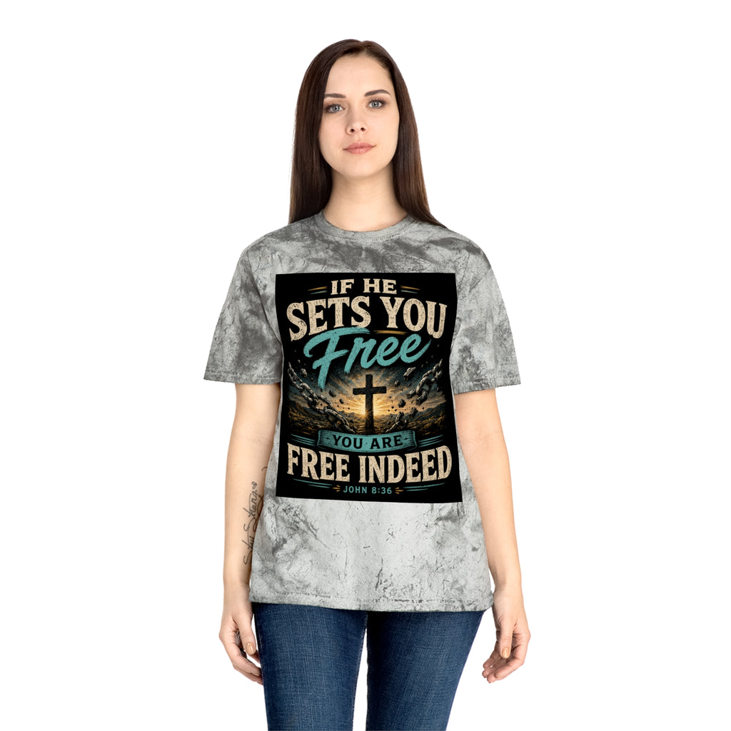 Christian Freedom Tee — "If He Sets You Free" Scripture T-Shirt