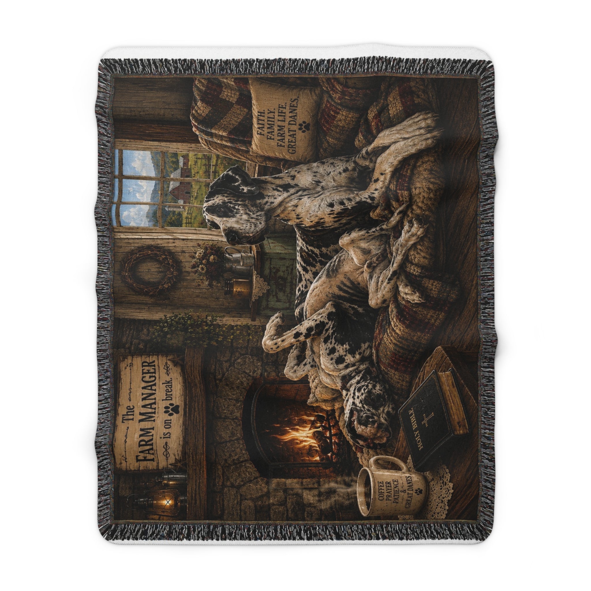 Cozy Farm Boss Great Dane Sherpa Fleece Blanket