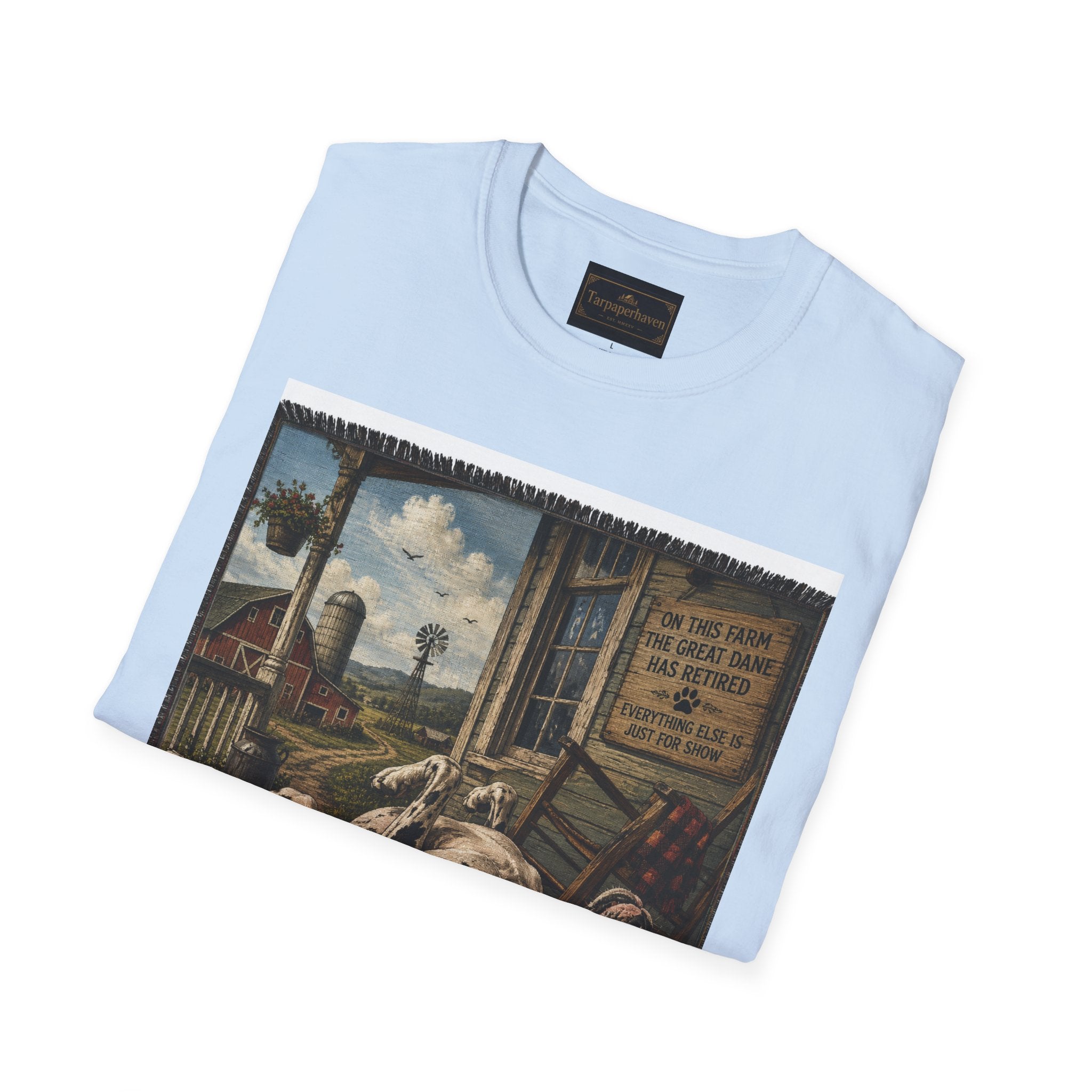 Great Dane Sleeping   Farmhouse Art T‑Shirt