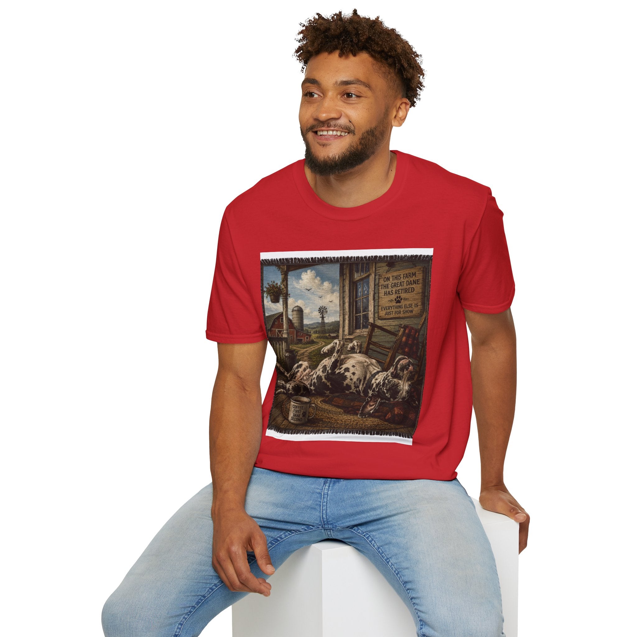 Great Dane Sleeping   Farmhouse Art T‑Shirt
