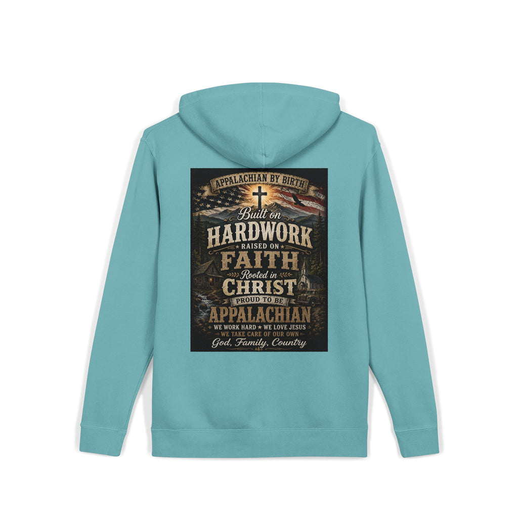 Appalachian Faith Hoodie — "Too Country to Care" Pigment-Dyed Pullover