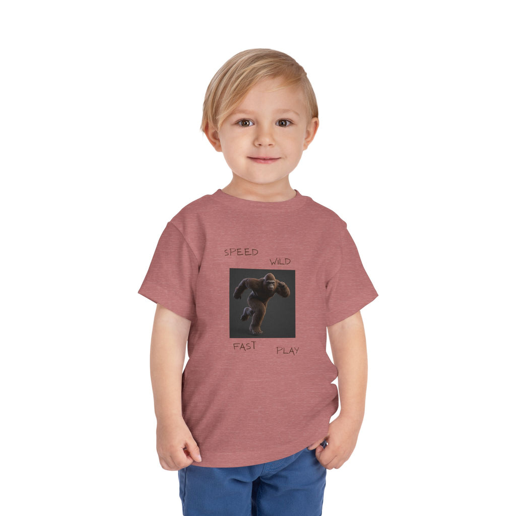Toddler Tee — 'Speed Wild Fast Play' Running SasquatchGraphic