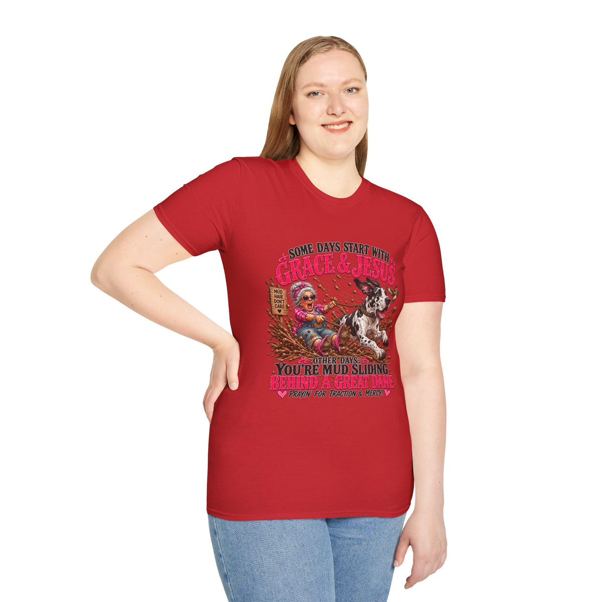 Great Dane Christian Mud Slide  Funny Graphic Tee