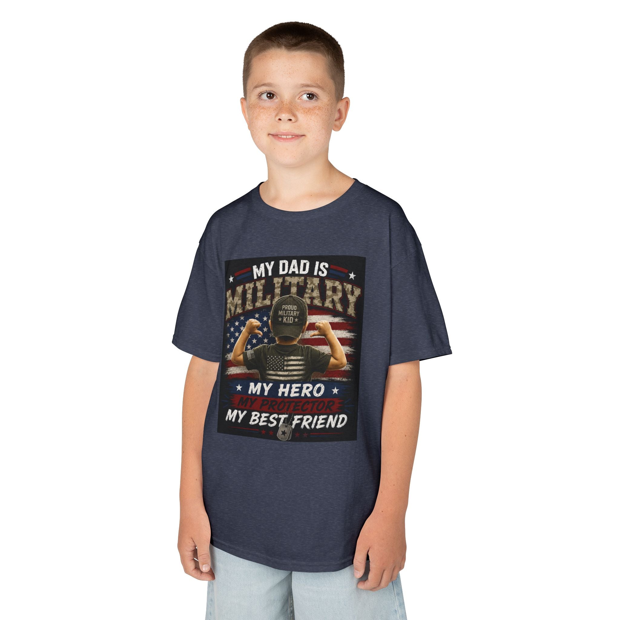 Kids Tee — "My Dad Is Military" Patriotic Hero Shirt
