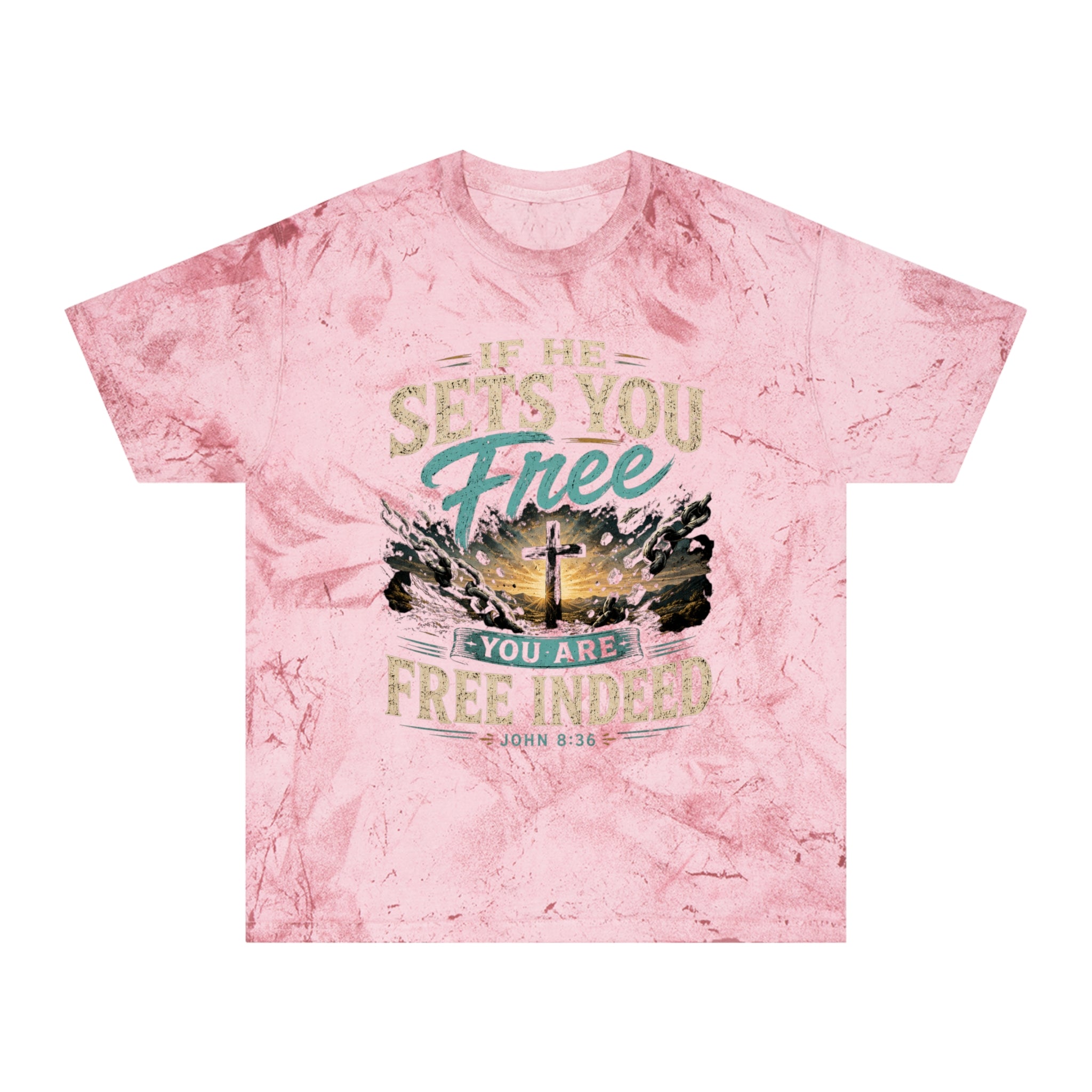 Christian Freedom Tee — "If He Sets You Free" Scripture T-Shirt