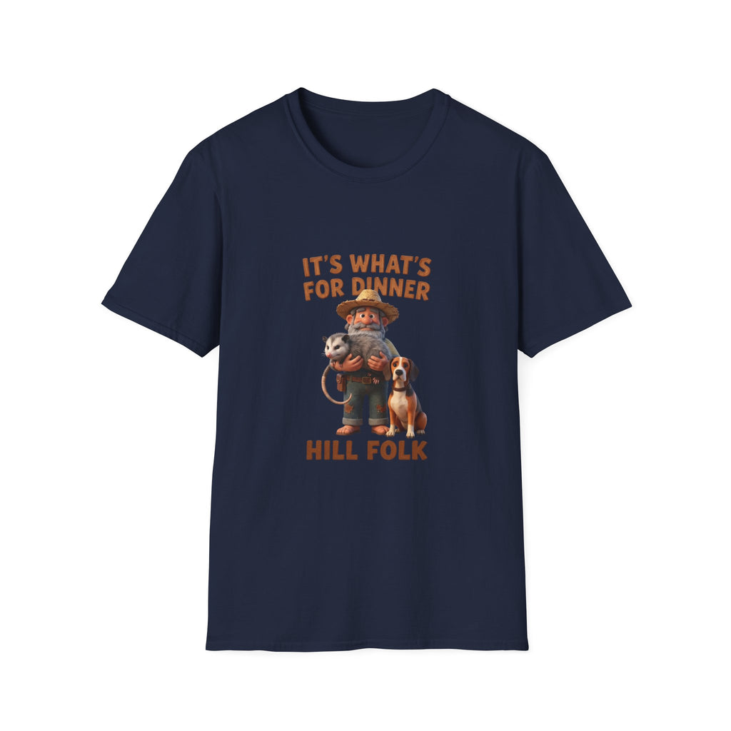 T-Shirt — 'It's What's For Dinner, Hill Folk' Rustic Hunter Graphic Tee