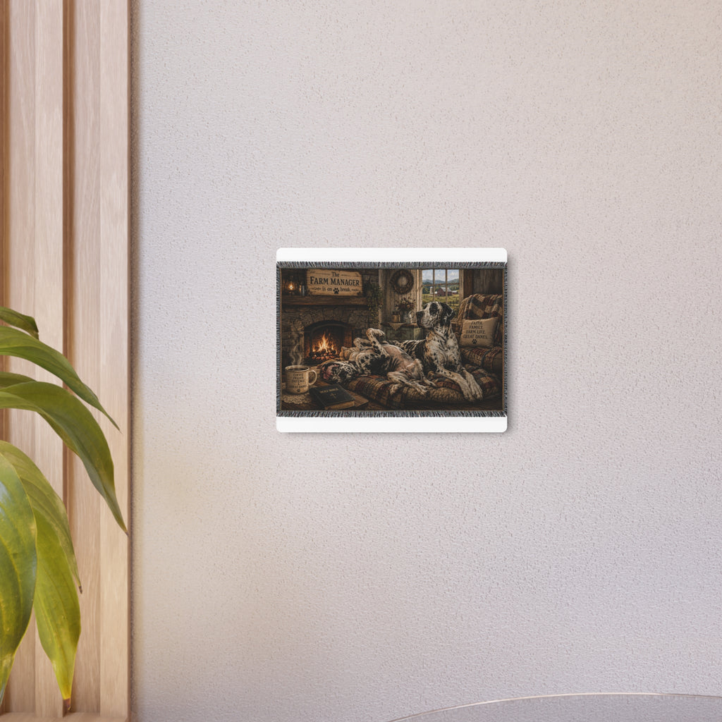 Metal Sign — Cozy Farmhouse Great Dane Scene