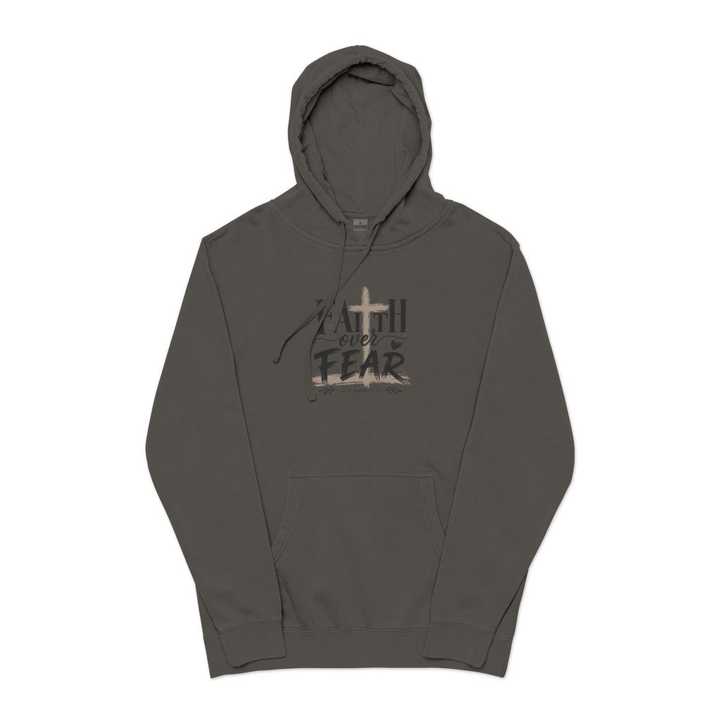 Faith Over Fear Hoodie — 'The Narrow Path Vintage Graphic Pigment-Dyed Hoodie