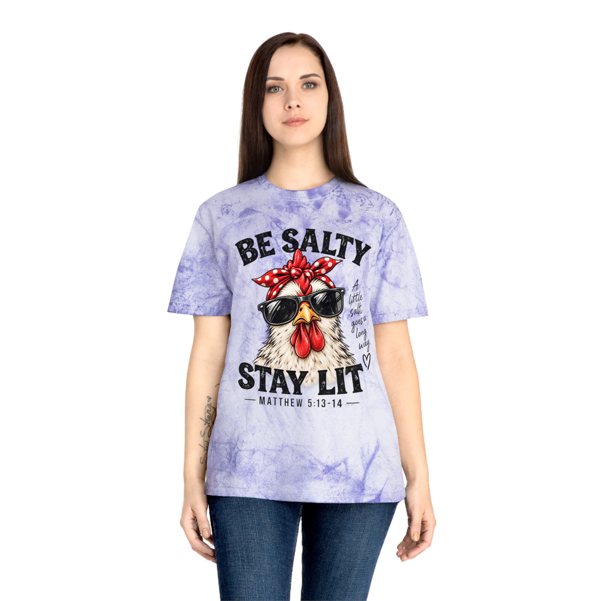 Be Salty Stay Lit Chicken Tee — Christian Faith Graphic T-Shirt
