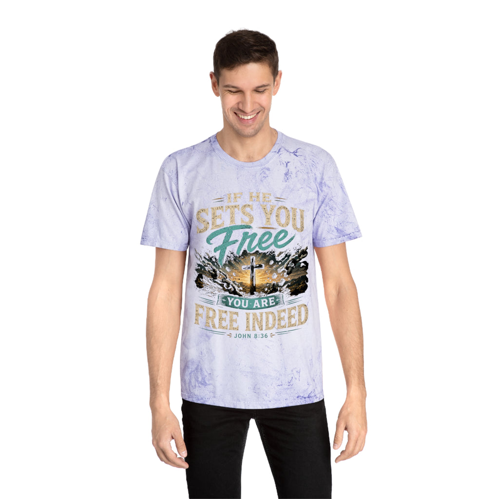 Christian Freedom Tee — "If He Sets You Free" Scripture T-Shirt