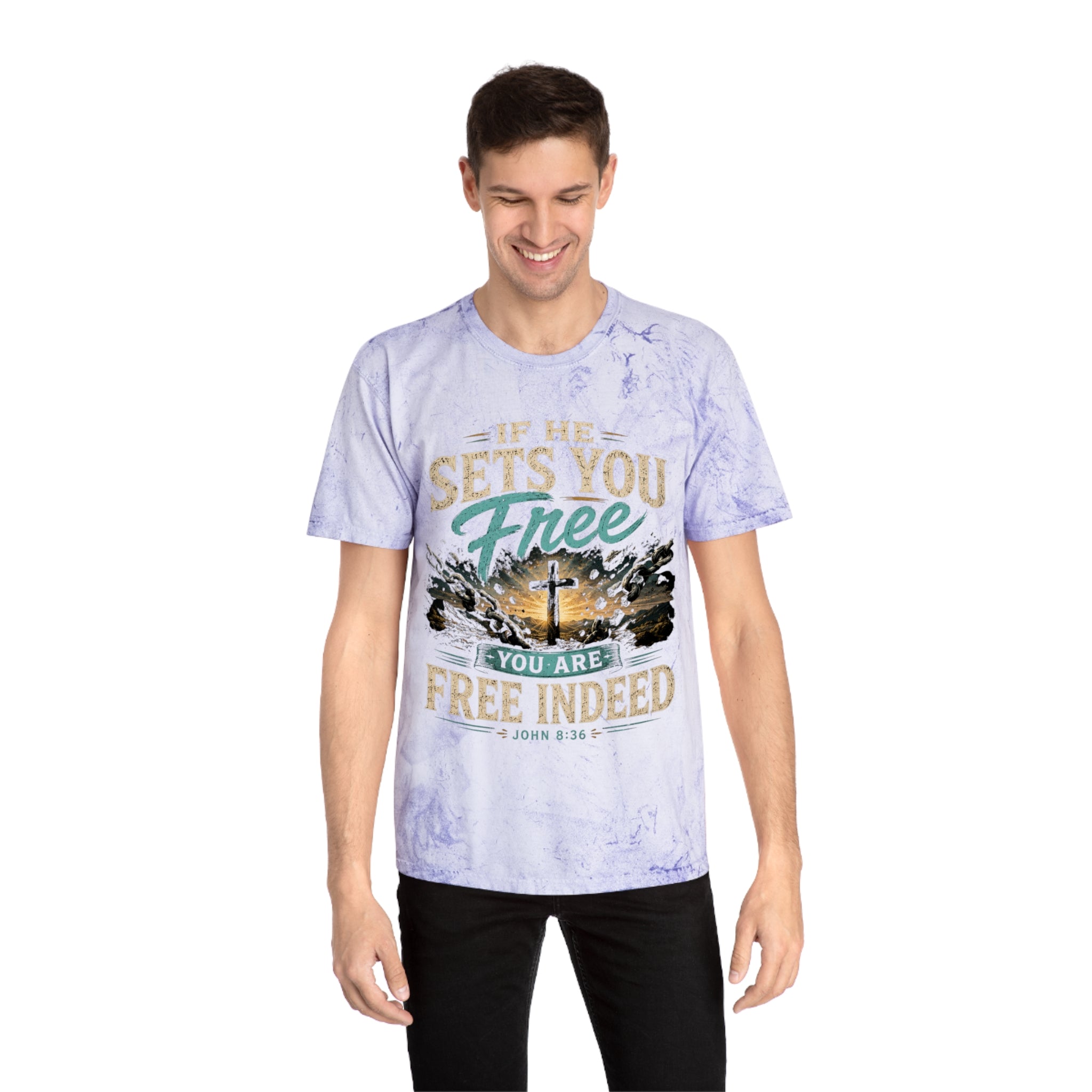 Christian Freedom Tee — "If He Sets You Free" Scripture T-Shirt
